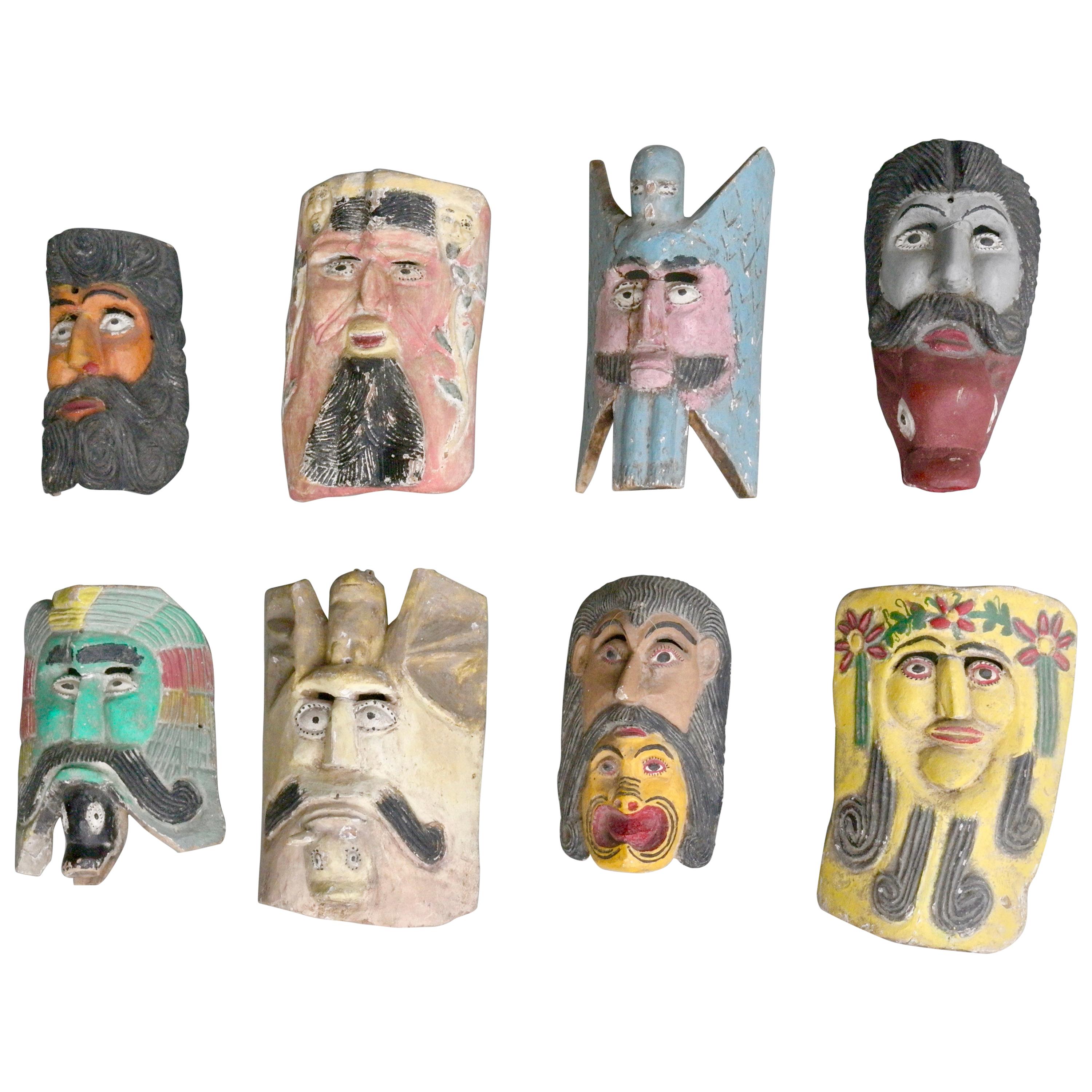 Collection of Midcentury South American Multicolored Wooden Masks