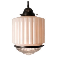 Collection of Milk Glass Deco with Clear Crystal Cut Lens Bottom Pendents