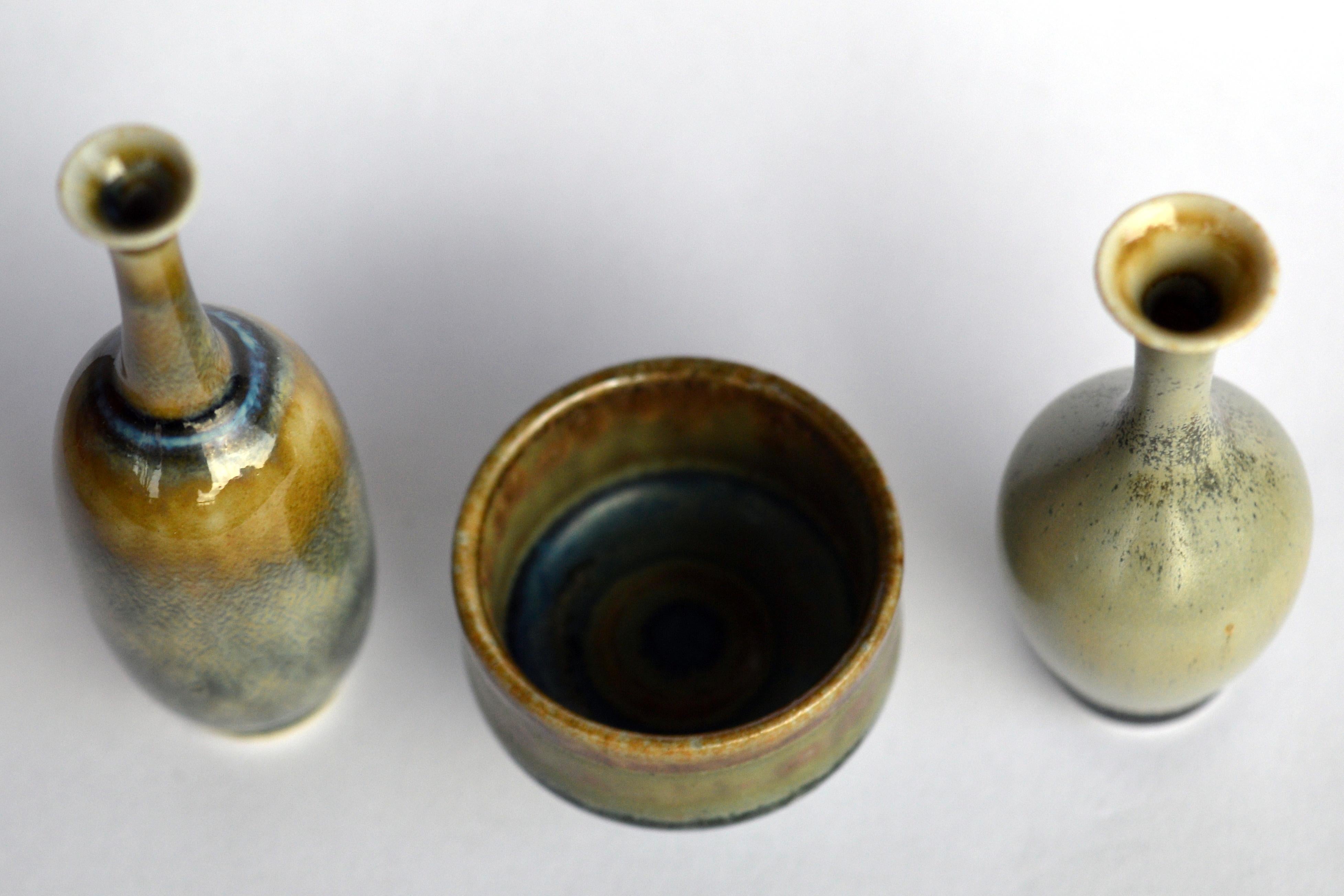 Scandinavian Modern Collection of Miniature Ceramic Pieces from Höganäs, Sweden For Sale