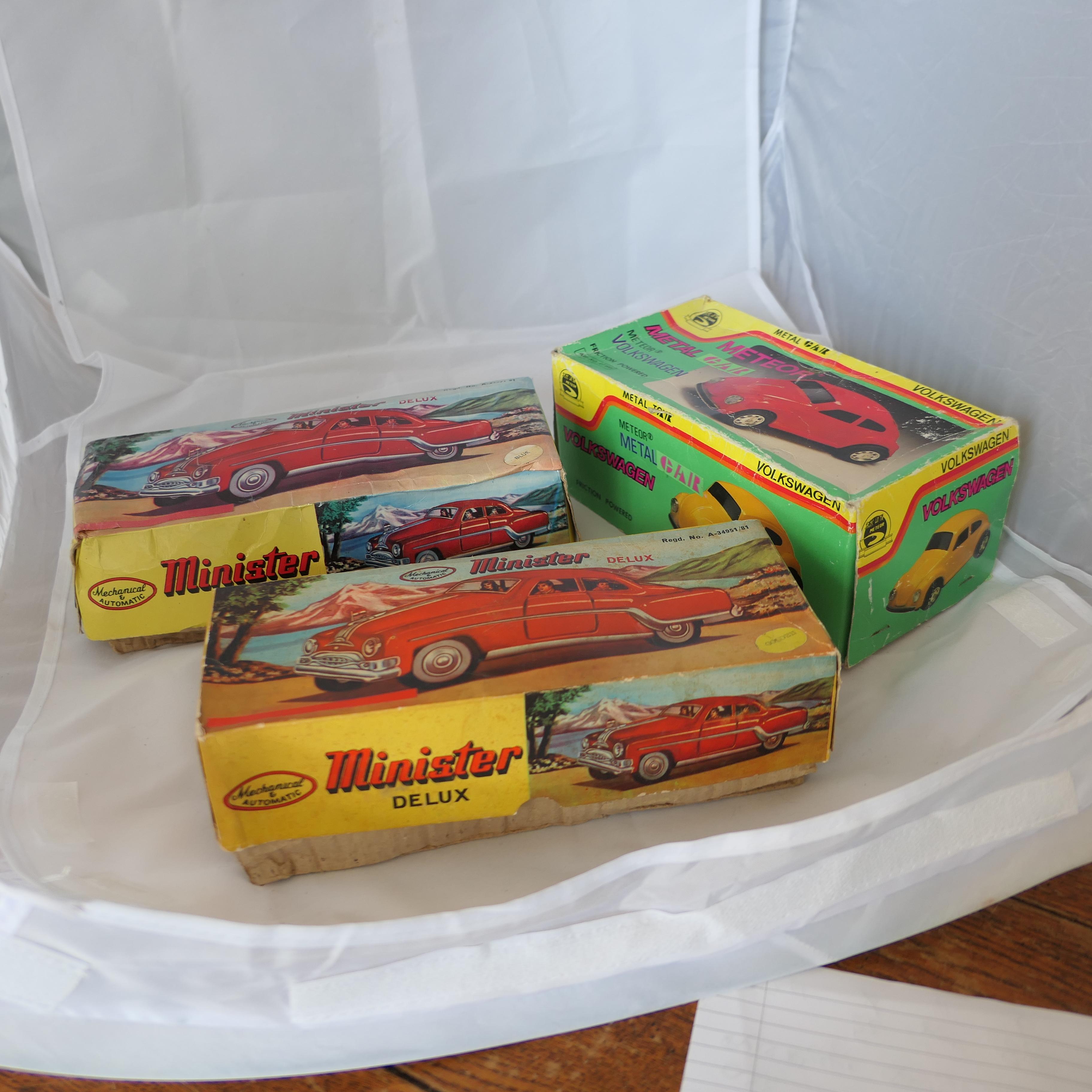 Collection of Minster and Meteor Metal Friction Cars  All with original boxes For Sale 10