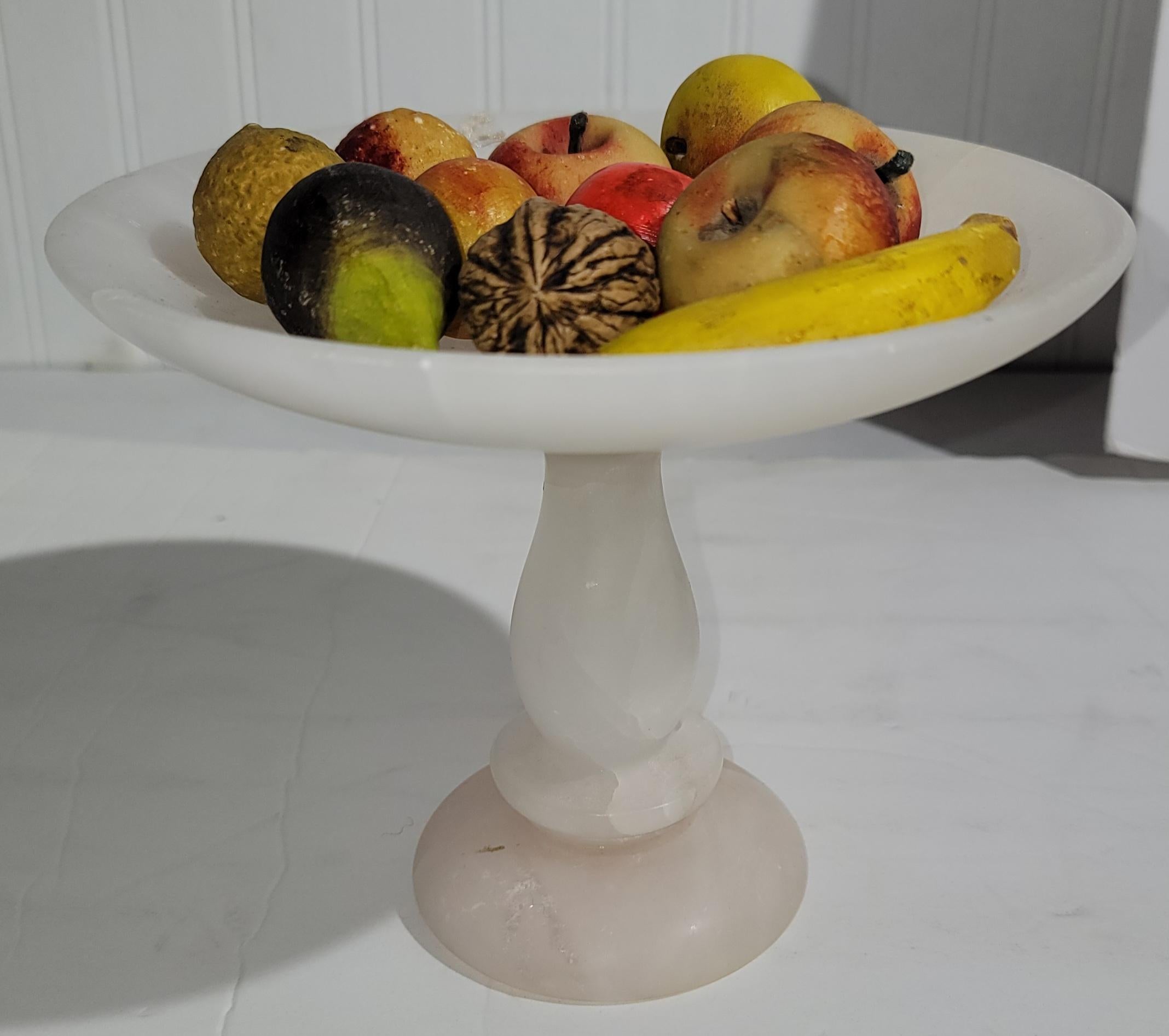 Adirondack Collection of multi Stone Fruit and Nut on Alabaster Compote For Sale