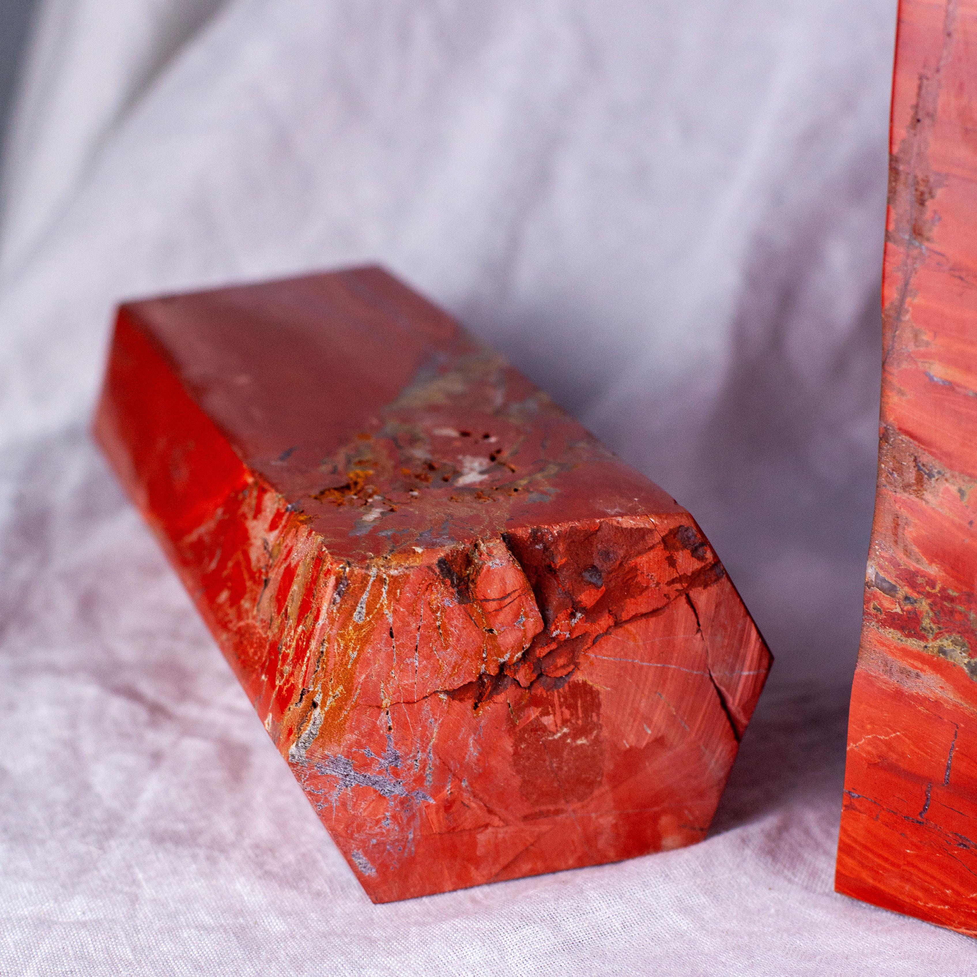 Carved Collection of Natural Red Jasper Crystal Points / Towers / Obelisks  For Sale