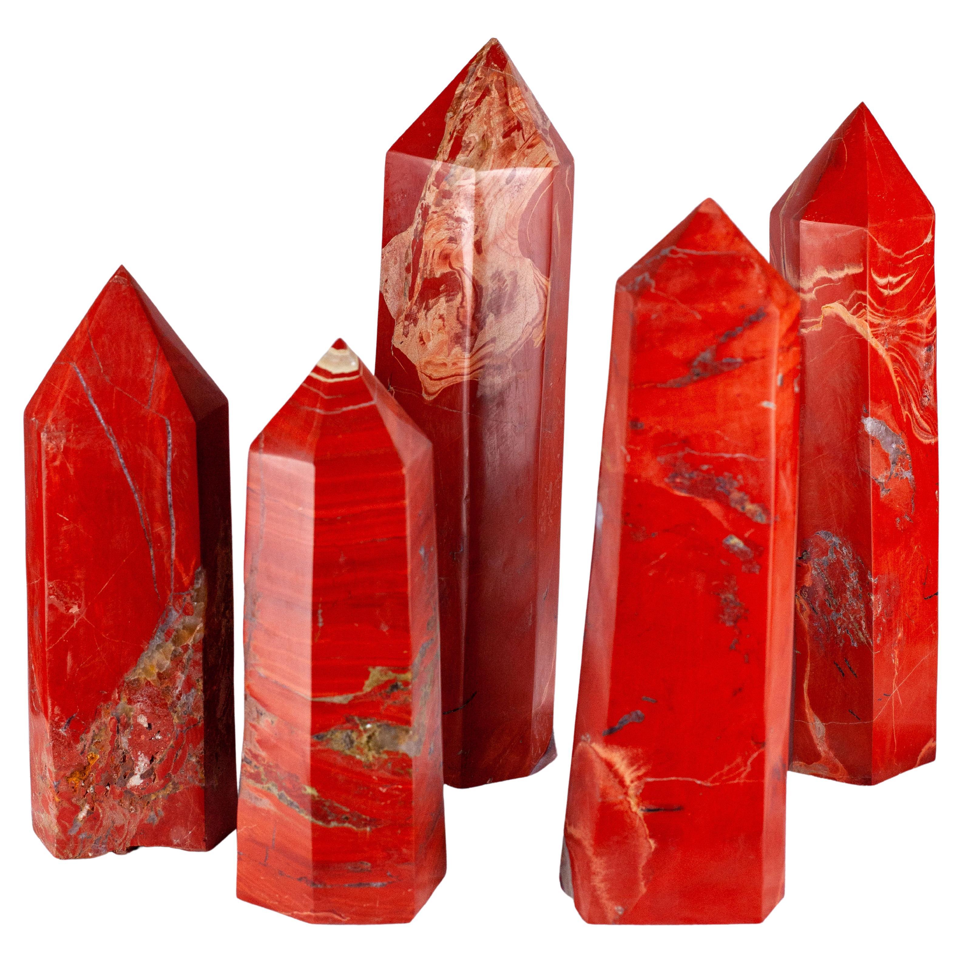 Collection of Natural Red Jasper Crystal Points / Towers / Obelisks  For Sale