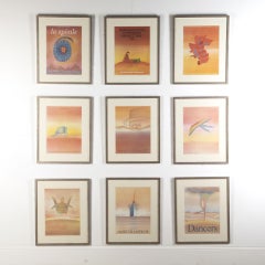 Collectional de neuf estampes du 20e siècle de Jean Michel Folon