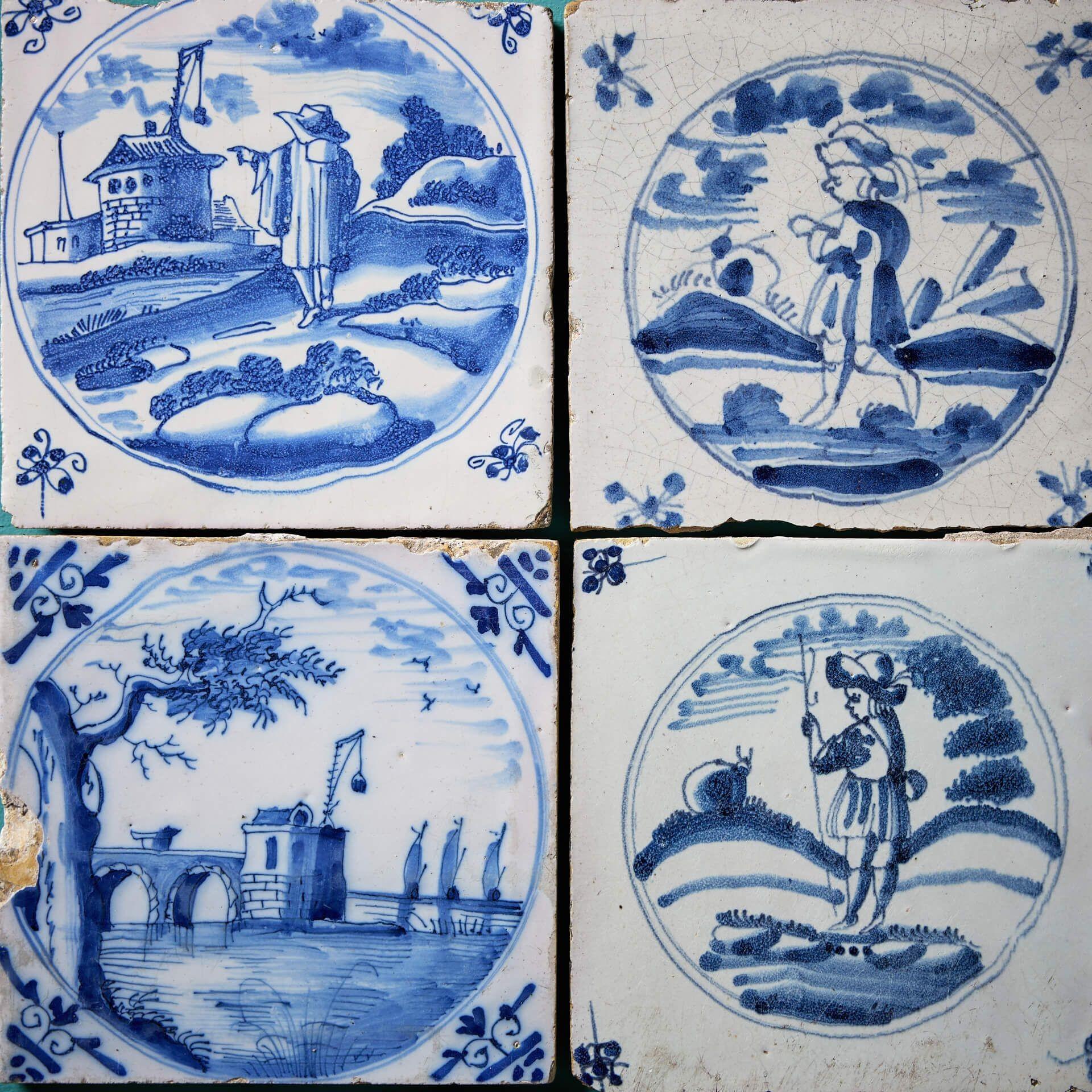 Giacobiano Collection'S di nove antiche piastrelle Delft in vendita