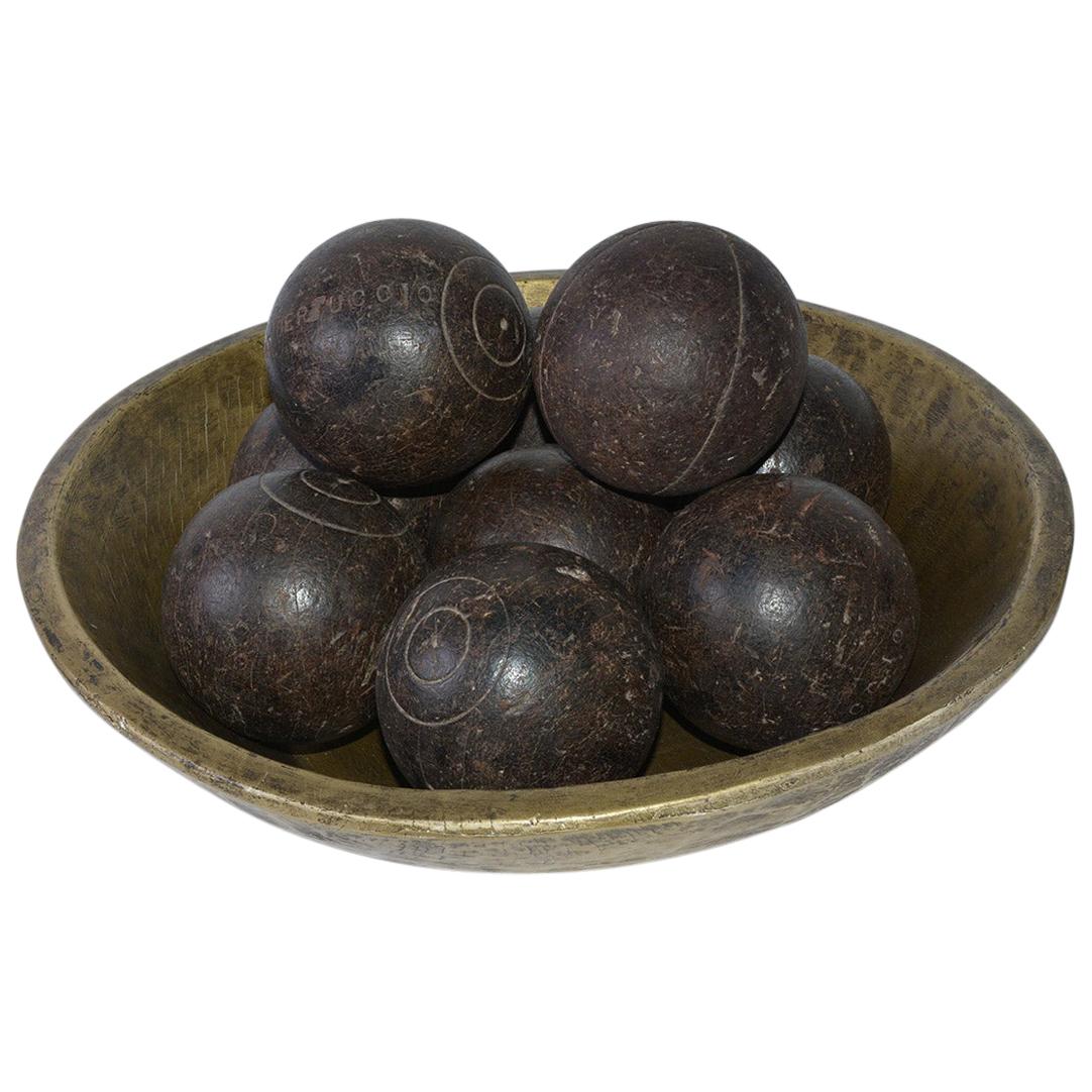 Collection of 12 Antique French Pétanque Boules