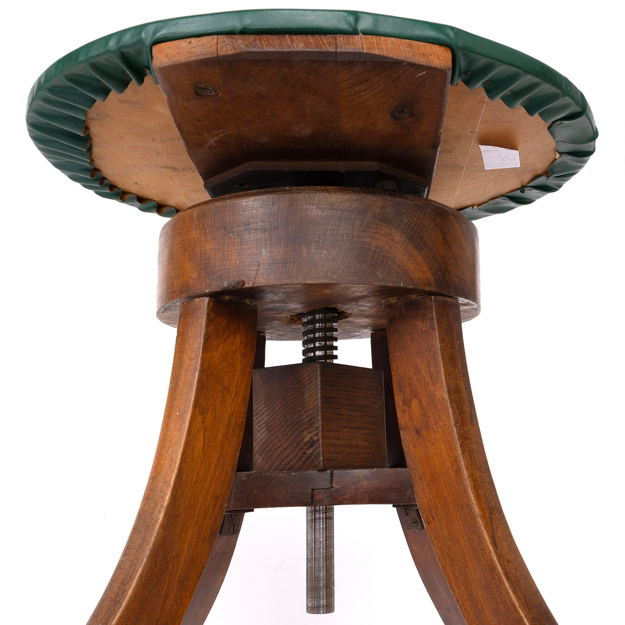 Danish Collection of Nine Artist Stools with Patinated Leather, Denmark, 1930s For Sale