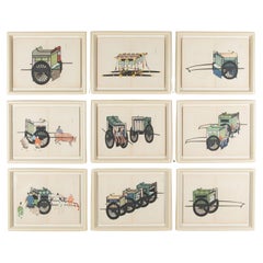 Antique Collection of Nine Early 20th Century Japanese Woodblock Prints