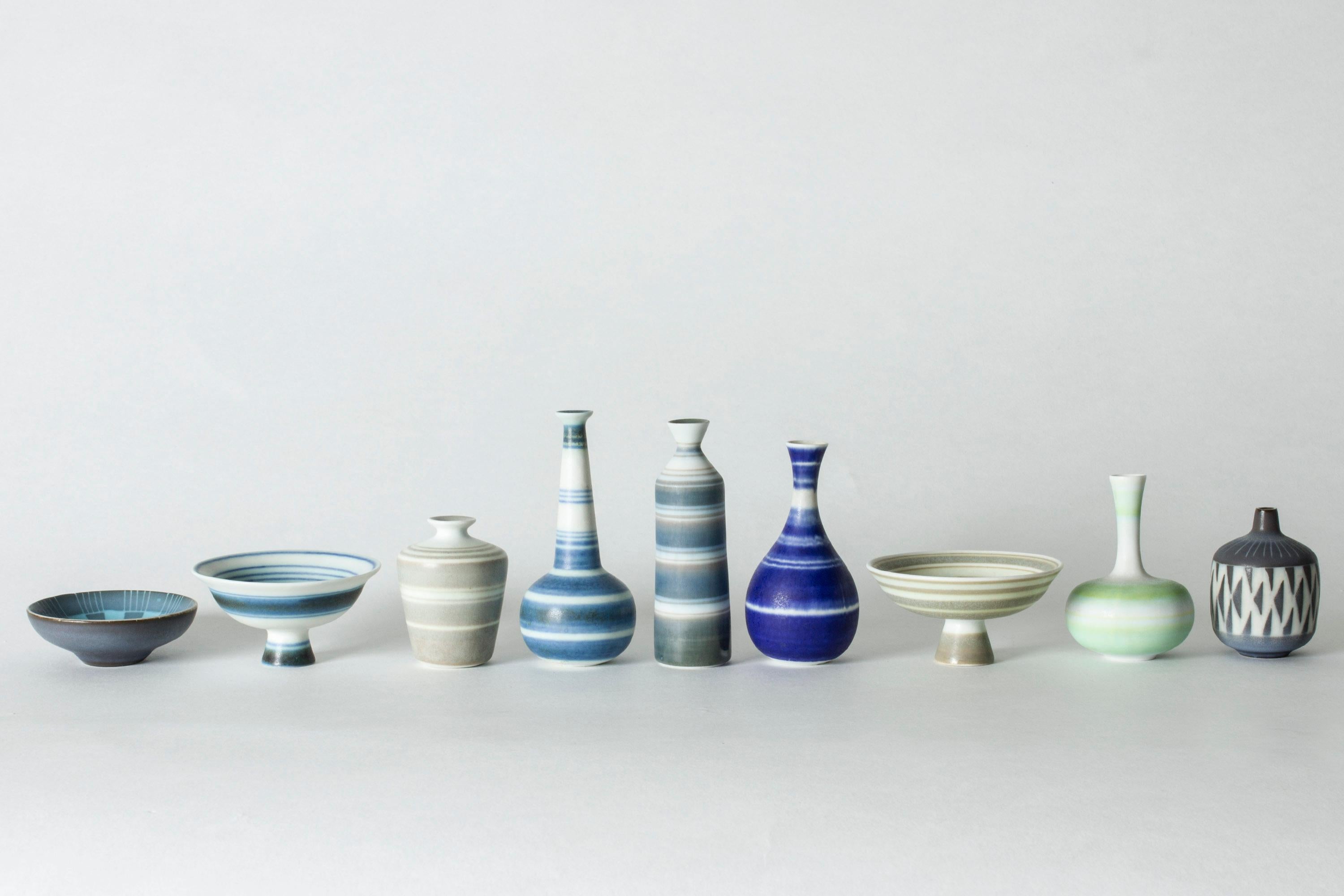 Swedish Collection of Nine Miniature Stoneware Vases and Bowls by Gunnar Nylund For Sale