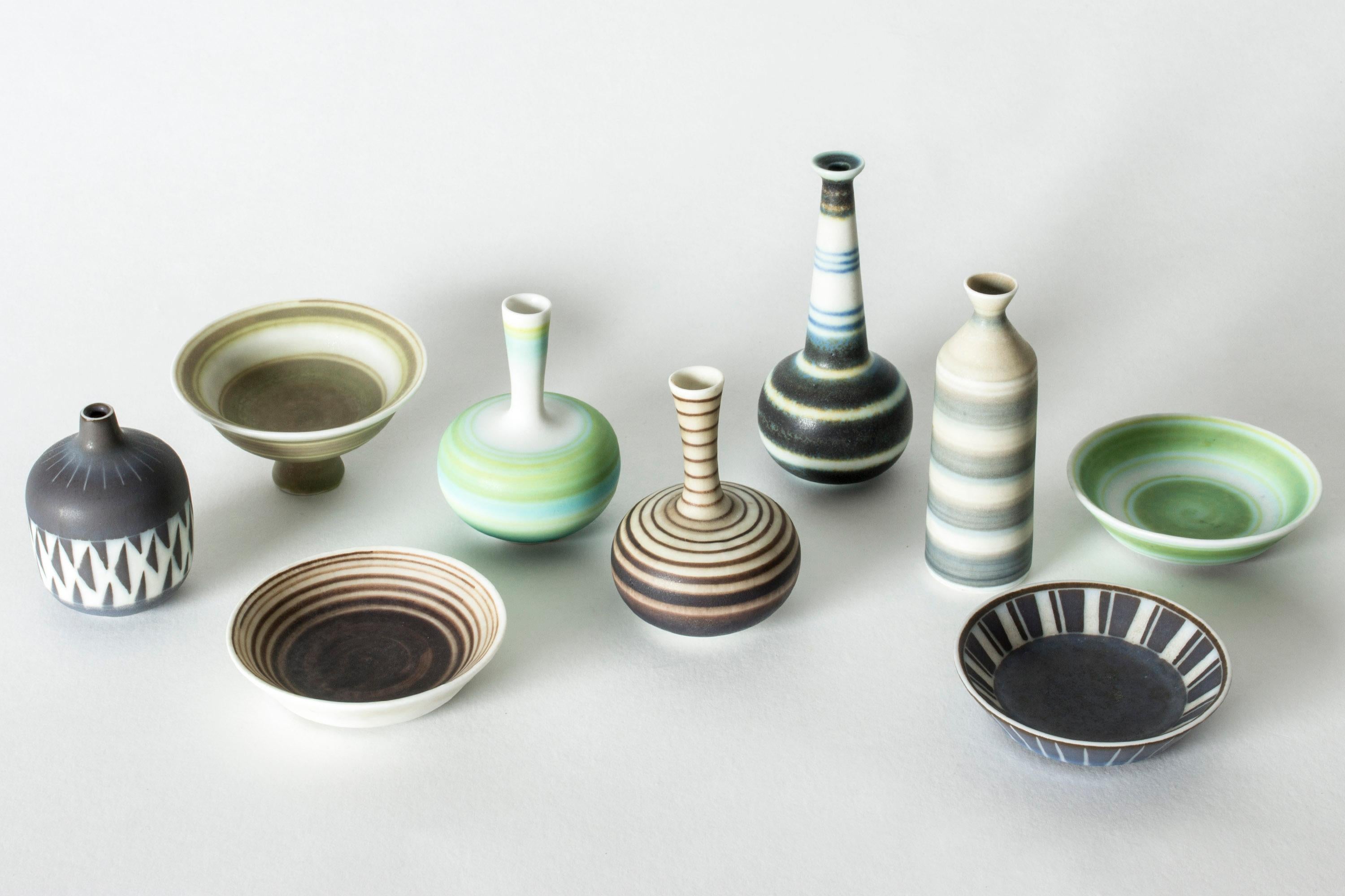 Collection of Nine Miniature Stoneware Vases and Bowls by Gunnar Nylund In Good Condition In Stockholm, SE