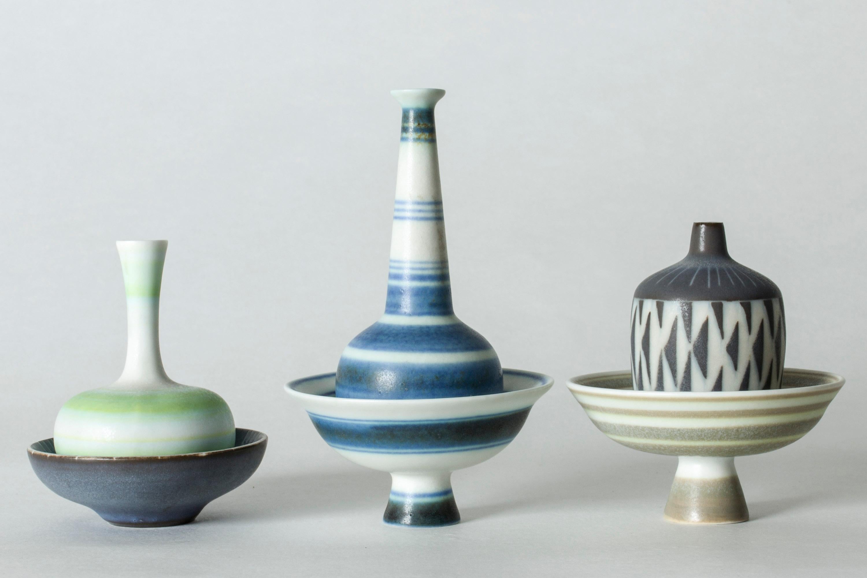 Mid-20th Century Collection of Nine Miniature Stoneware Vases and Bowls by Gunnar Nylund For Sale