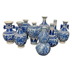 Collection of Nine Petite Chinese Blue and White Vases