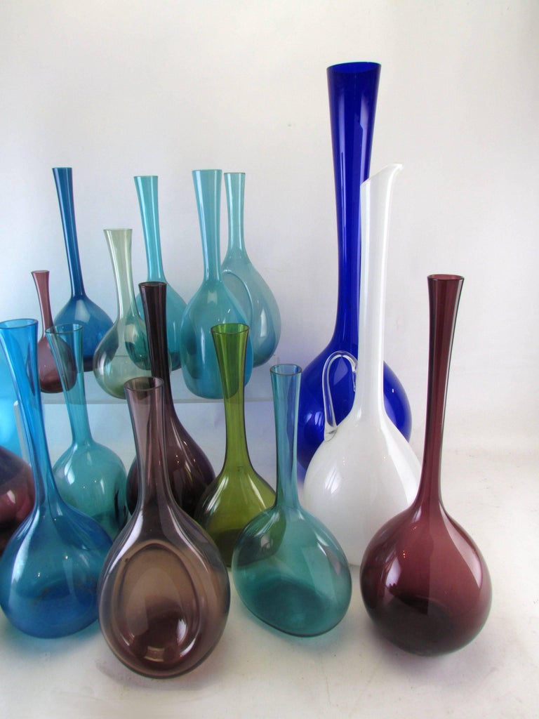 Collection of 19 MidCentury Modern Swedish Blown Glass Vases at 1stDibs