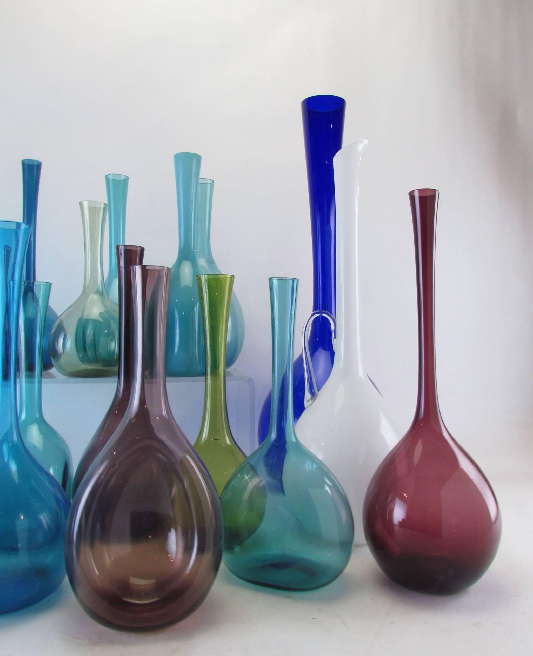 Collection of 19 Mid-Century Modern Swedish Blown Glass Vases 1