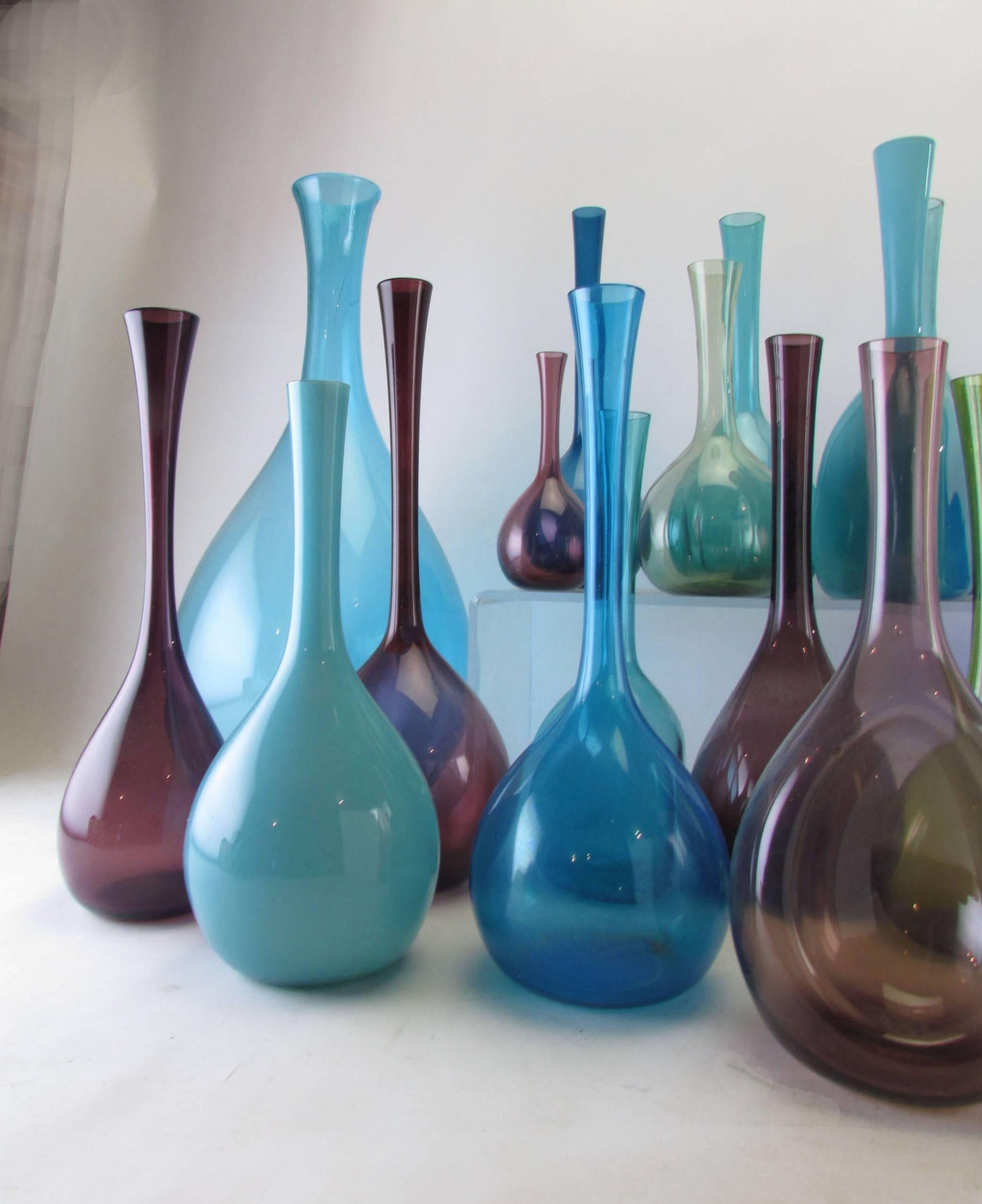 Collection of 19 Mid-Century Modern Swedish Blown Glass Vases 2