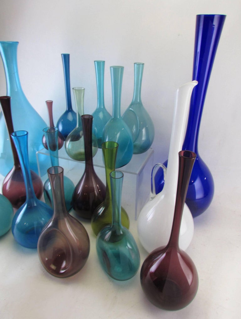 Collection of 19 MidCentury Modern Swedish Blown Glass Vases at 1stDibs