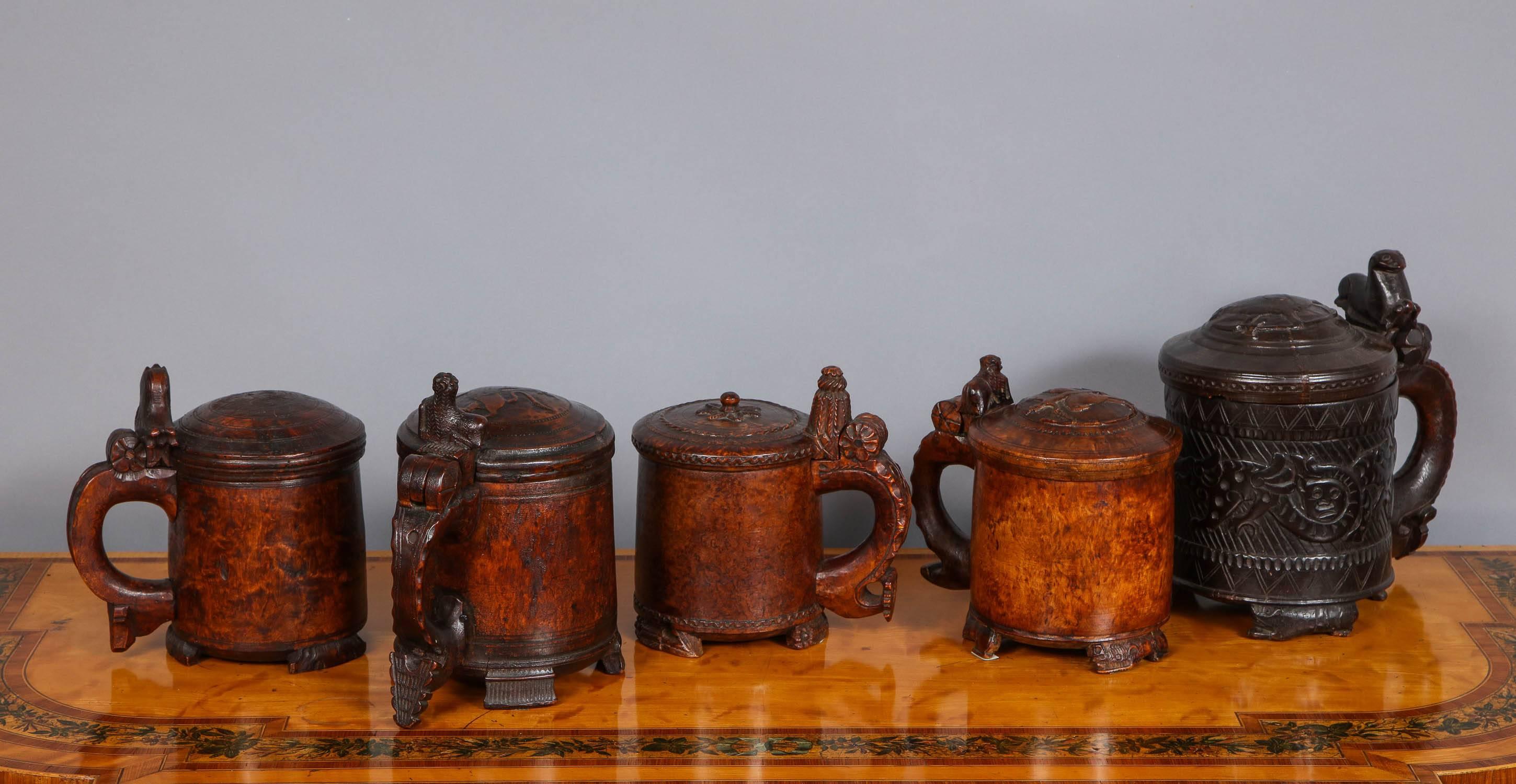 Birch Collection of Norwegian Peg Tankards For Sale