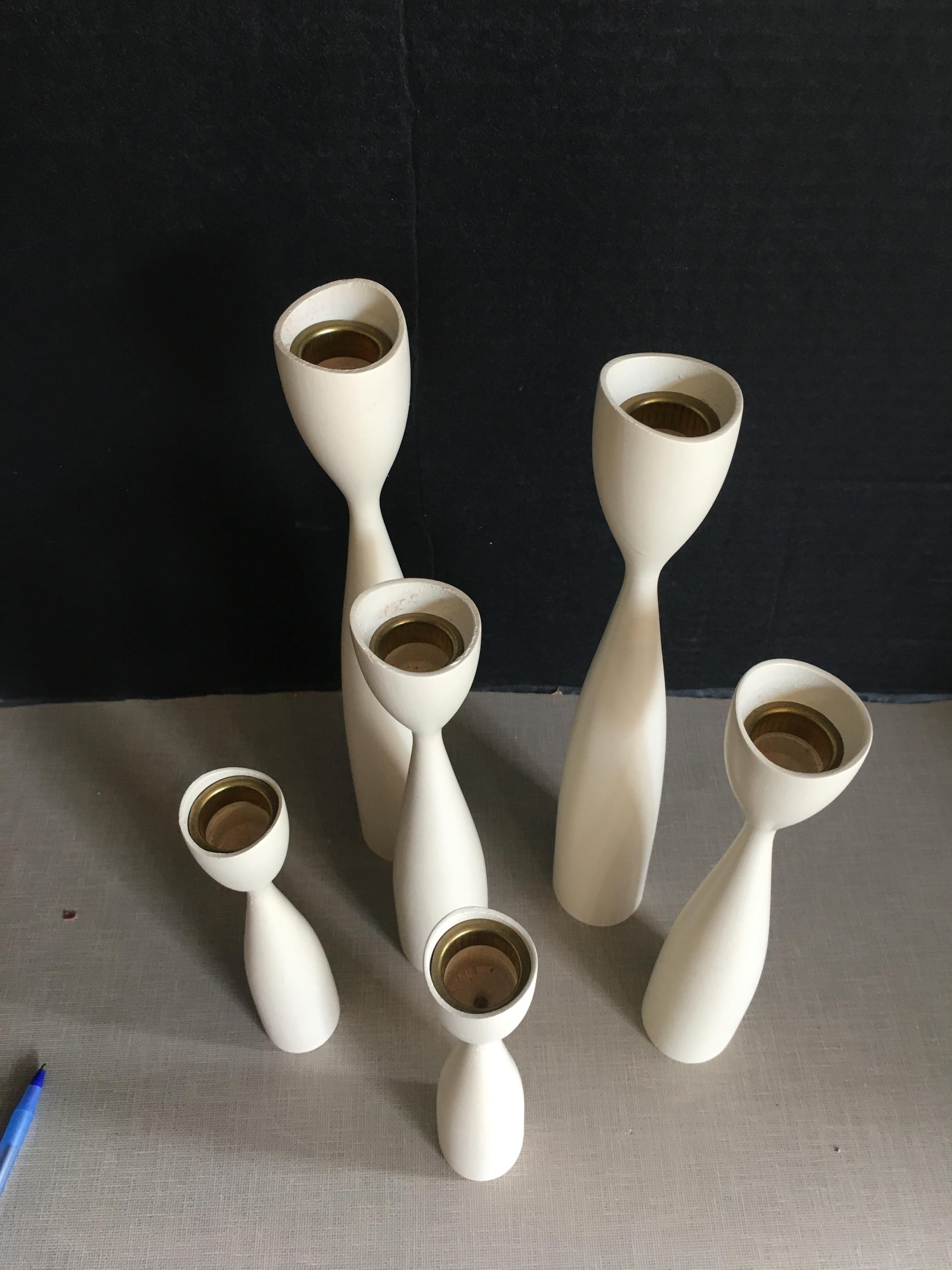 Collection of Off-White Midcentury Danish Candlesticks In Good Condition In Chicago, IL