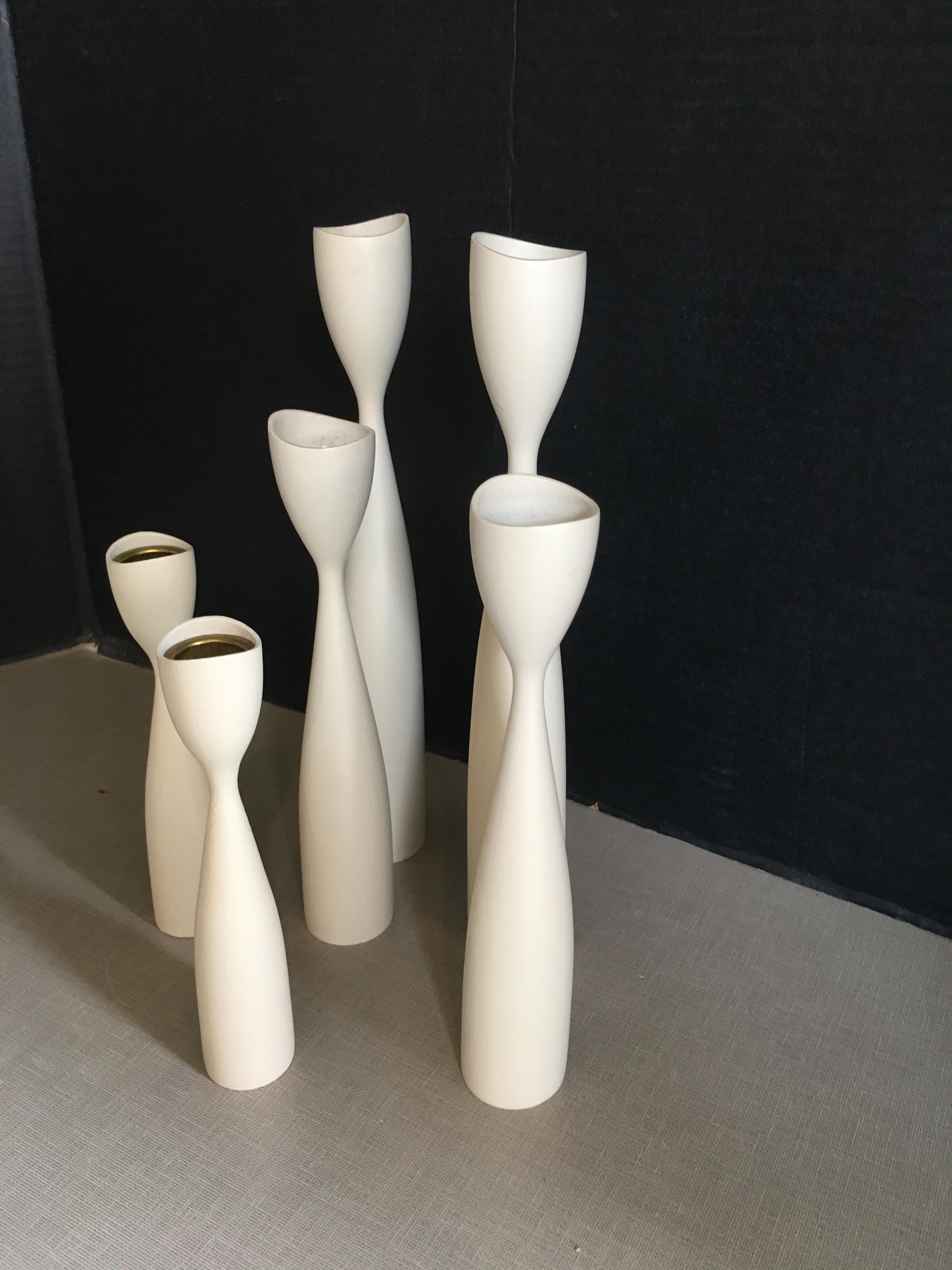 20th Century Collection of Off-White Midcentury Danish Candlesticks