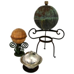 Collection of Orb Objects on Stands as Centerpiece or Object d ‘Art
