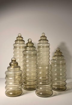 Collection of Orrefors Primula Glass Containers by Jacob Bang