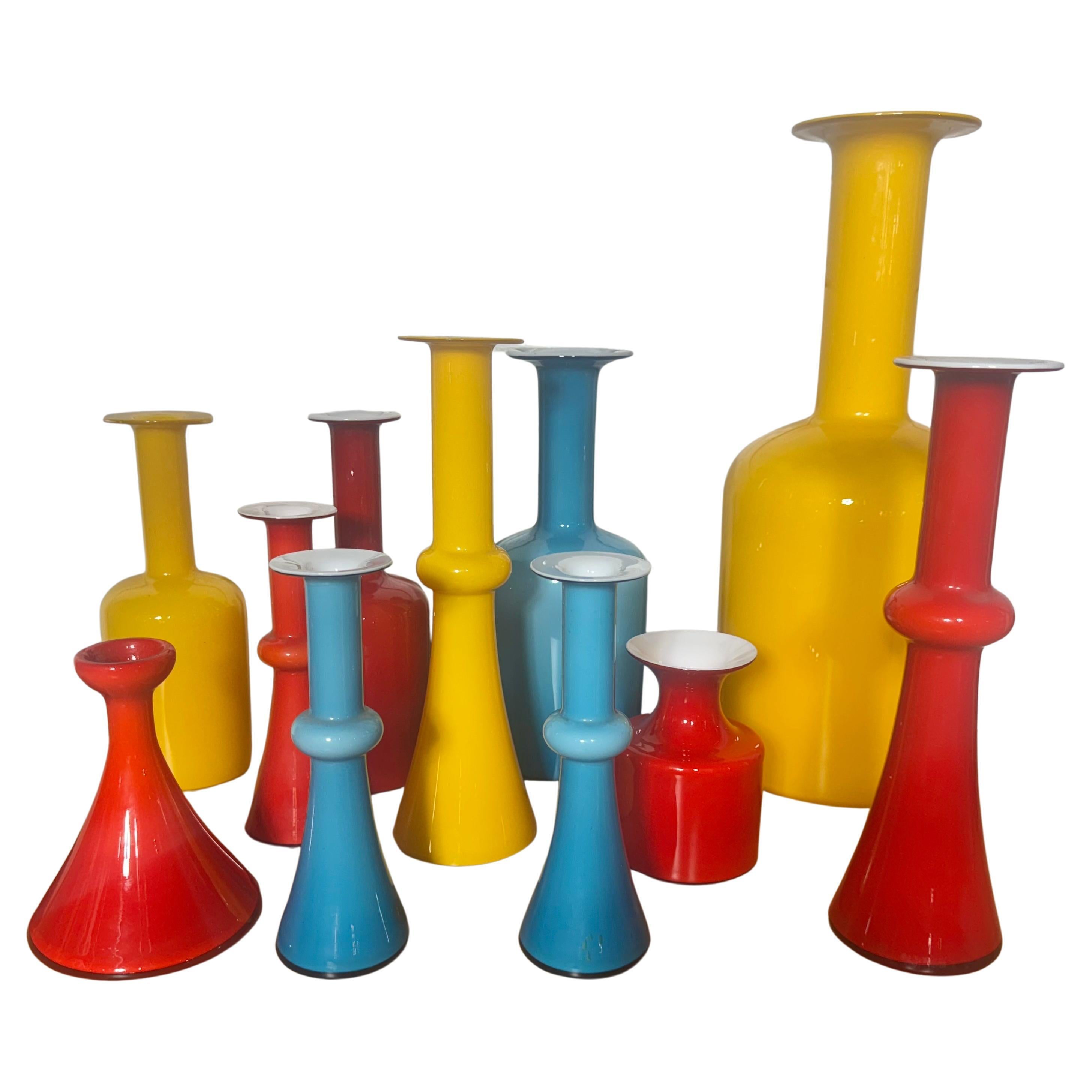Collection of Otto Brauer / Per Lutkin for Holmegaard glass Bottle Gulvvases
