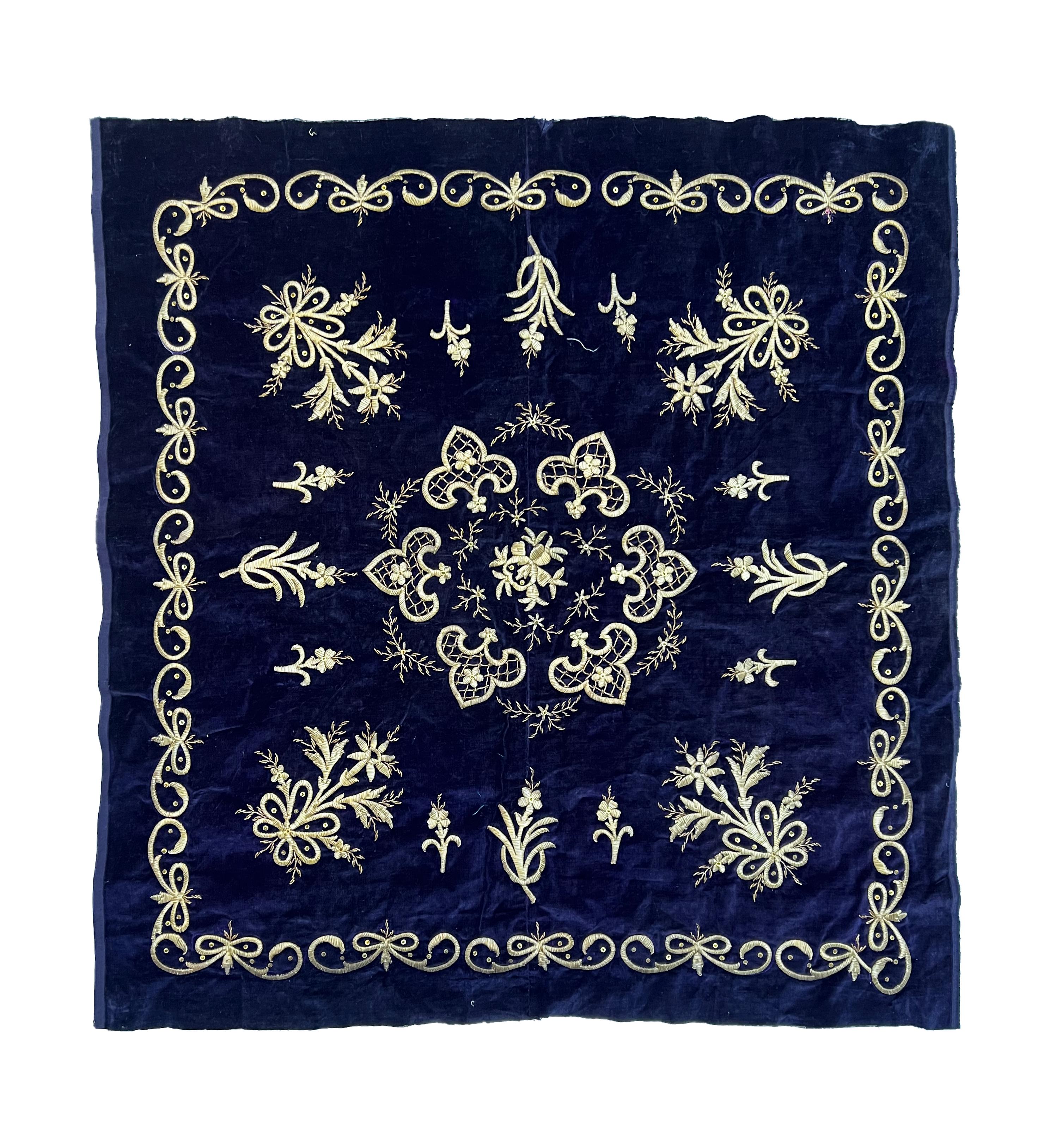 Turkish Collection of Ottoman Velvet and Metal-Thread Coverlet or Hanging, Turkey For Sale