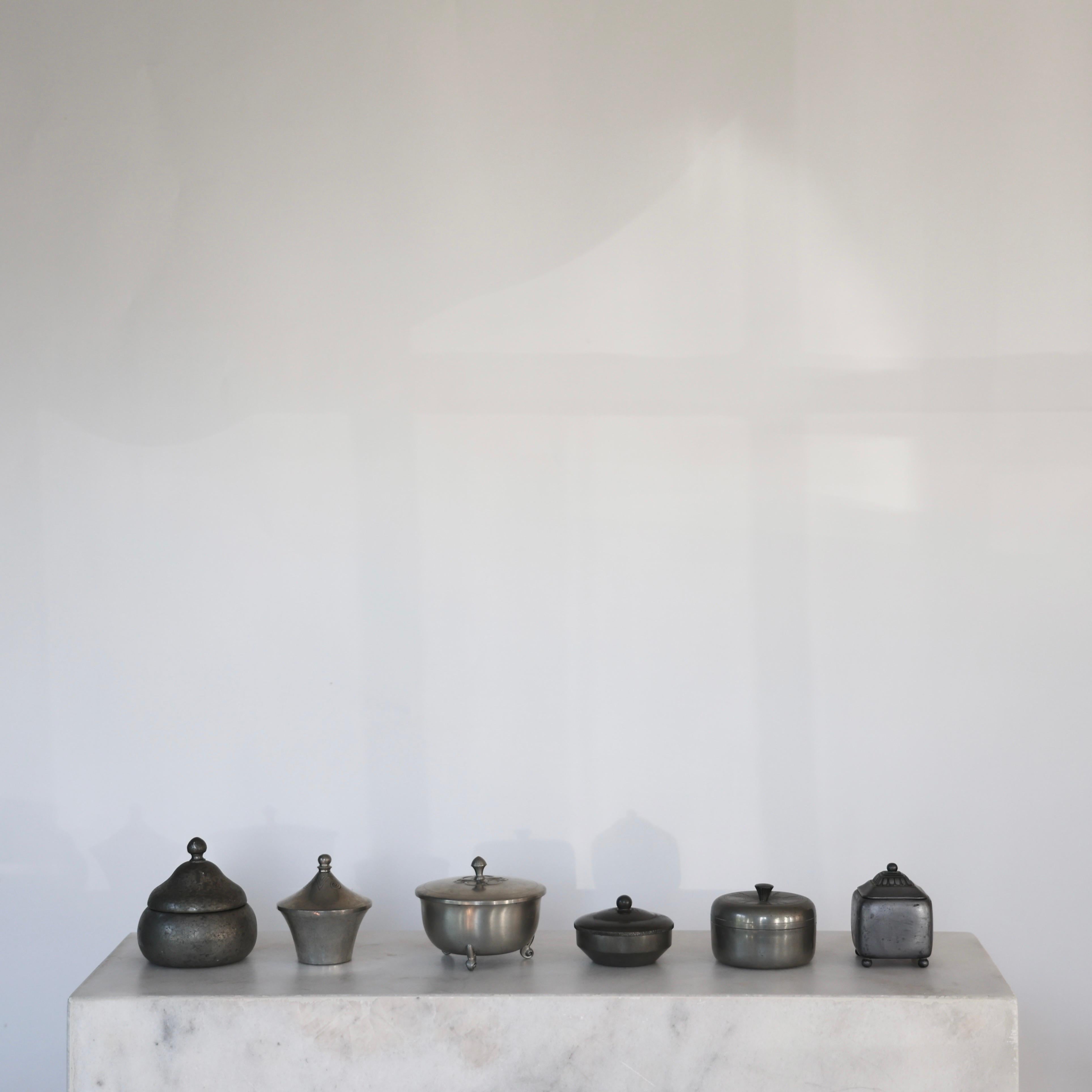 Art Deco Collection of Pewter Boxes by Just Andersen, 1920s, Denmark For Sale