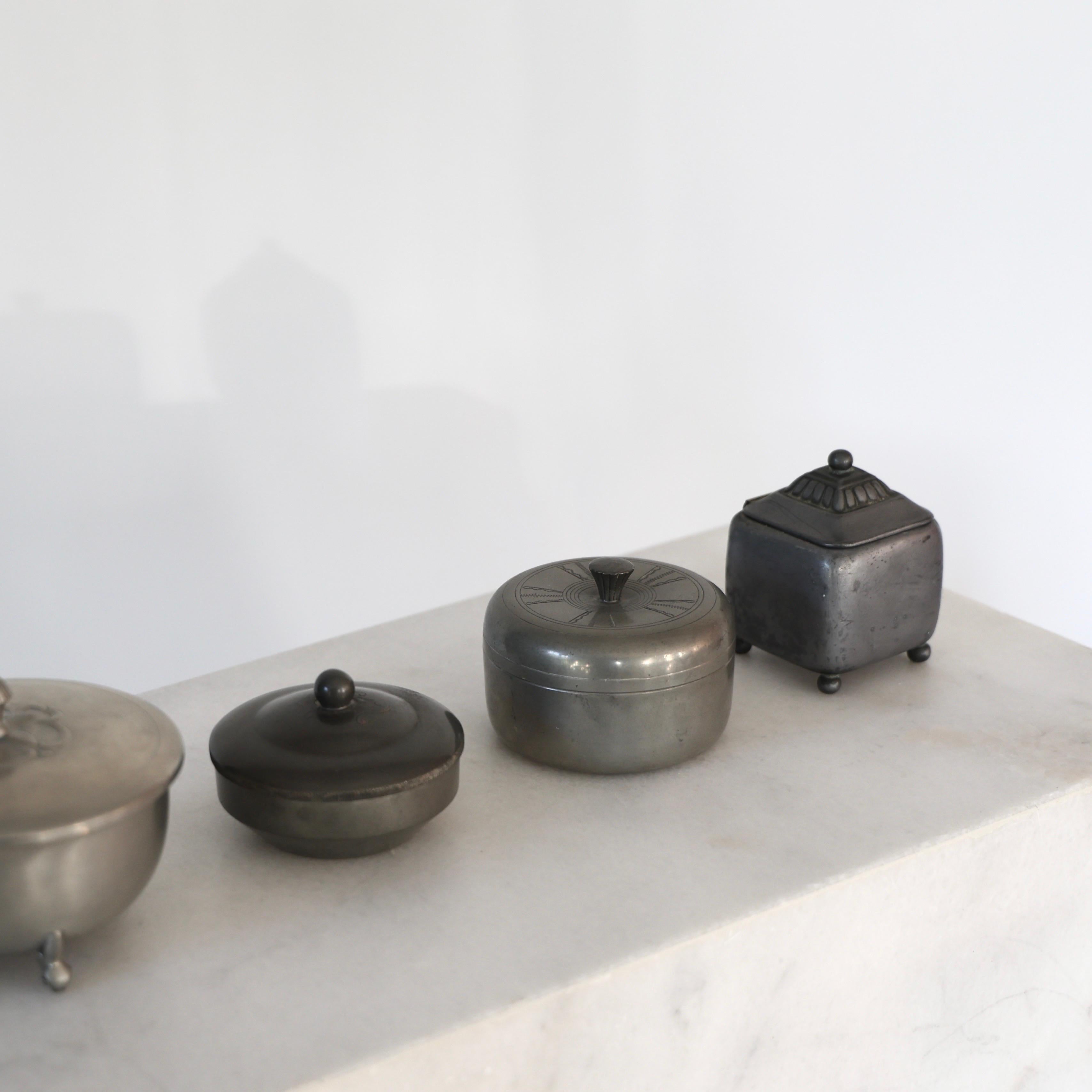 Early 20th Century Collection of Pewter Boxes by Just Andersen, 1920s, Denmark For Sale