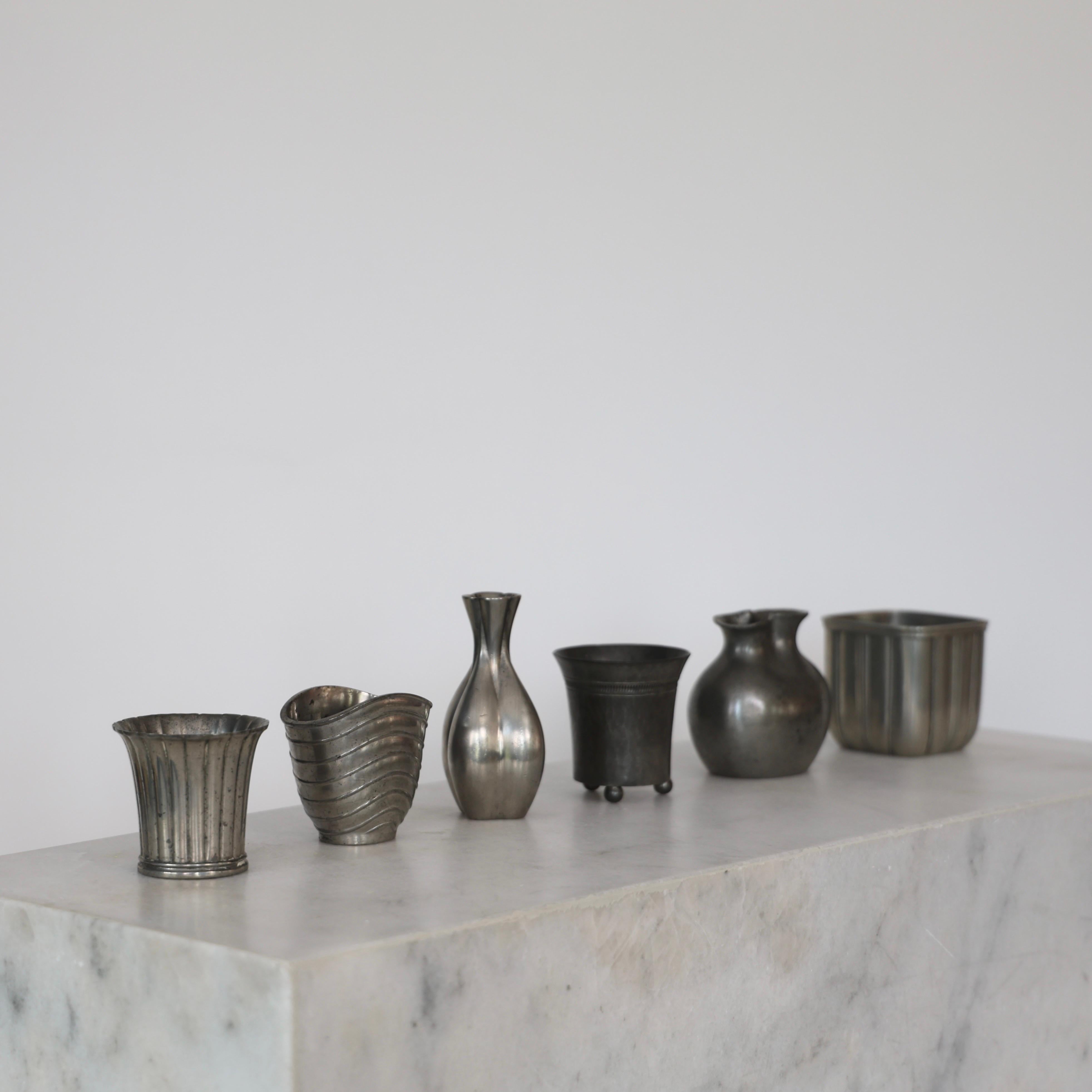 Art Déco Collezione di vasi in peltro di Just Andersen, anni '20 - '40, Danimarca in vendita