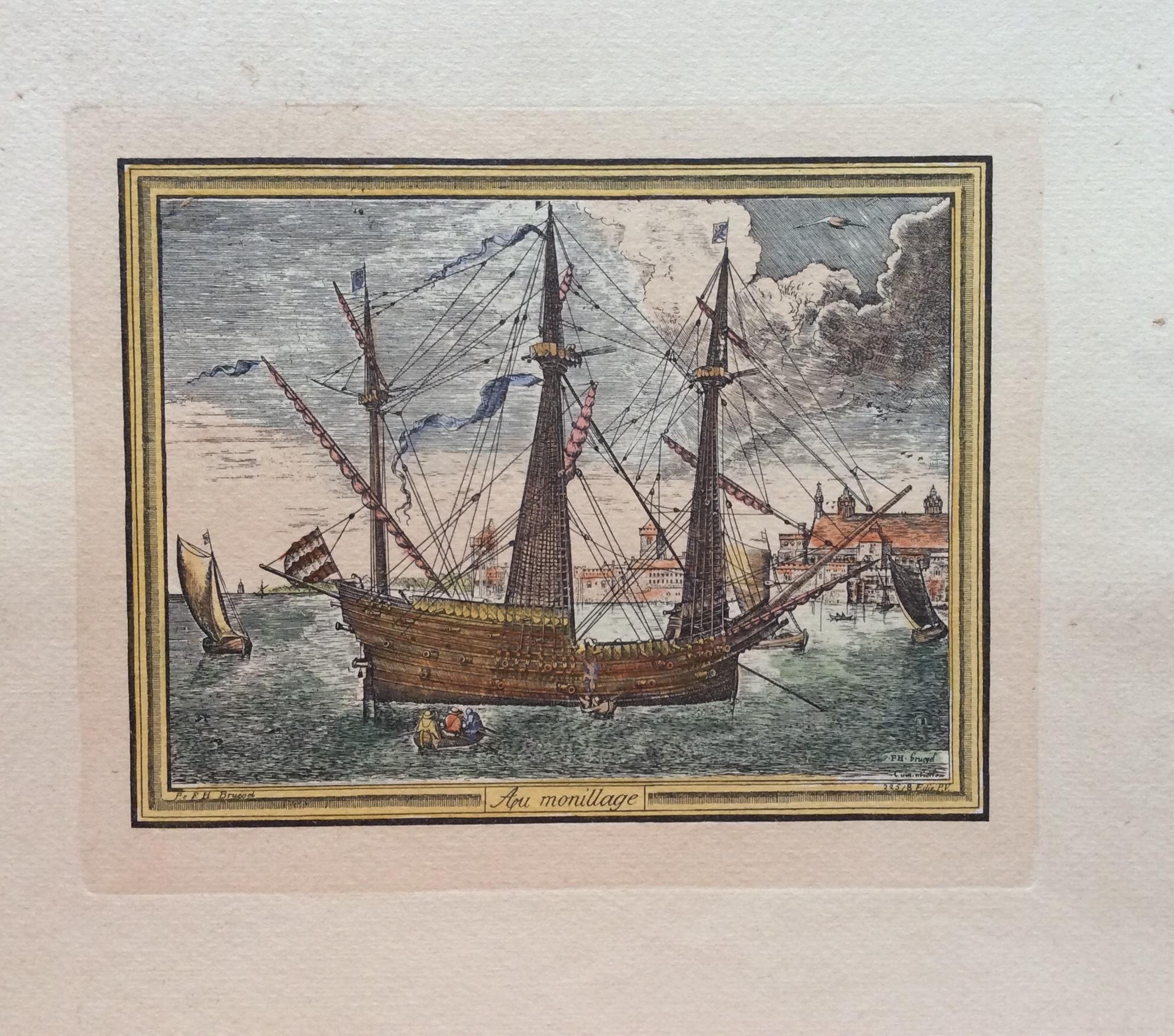 Kollektion von Pieter F.H. Farbgravurdrucke von Bruegel aus dem 18. Jahrhundert 7