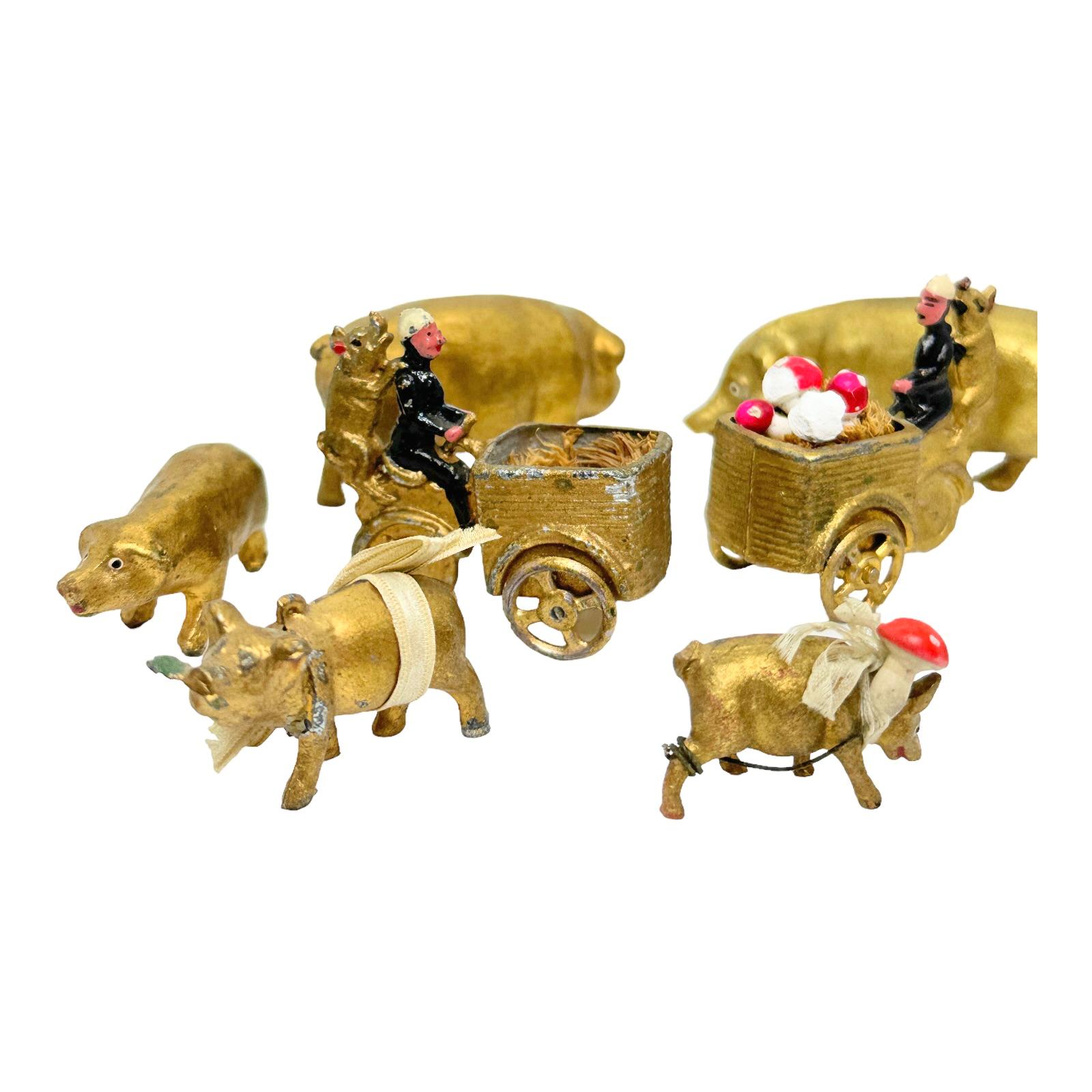 Collection of Pig & Chimney Sweep Lucky Charm Figurines, Antique Austria, 1900s 2