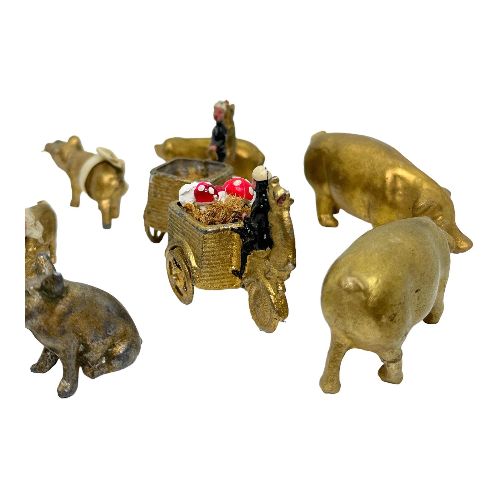 Collection of Pig & Chimney Sweep Lucky Charm Figurines, Antique Austria, 1900s 4