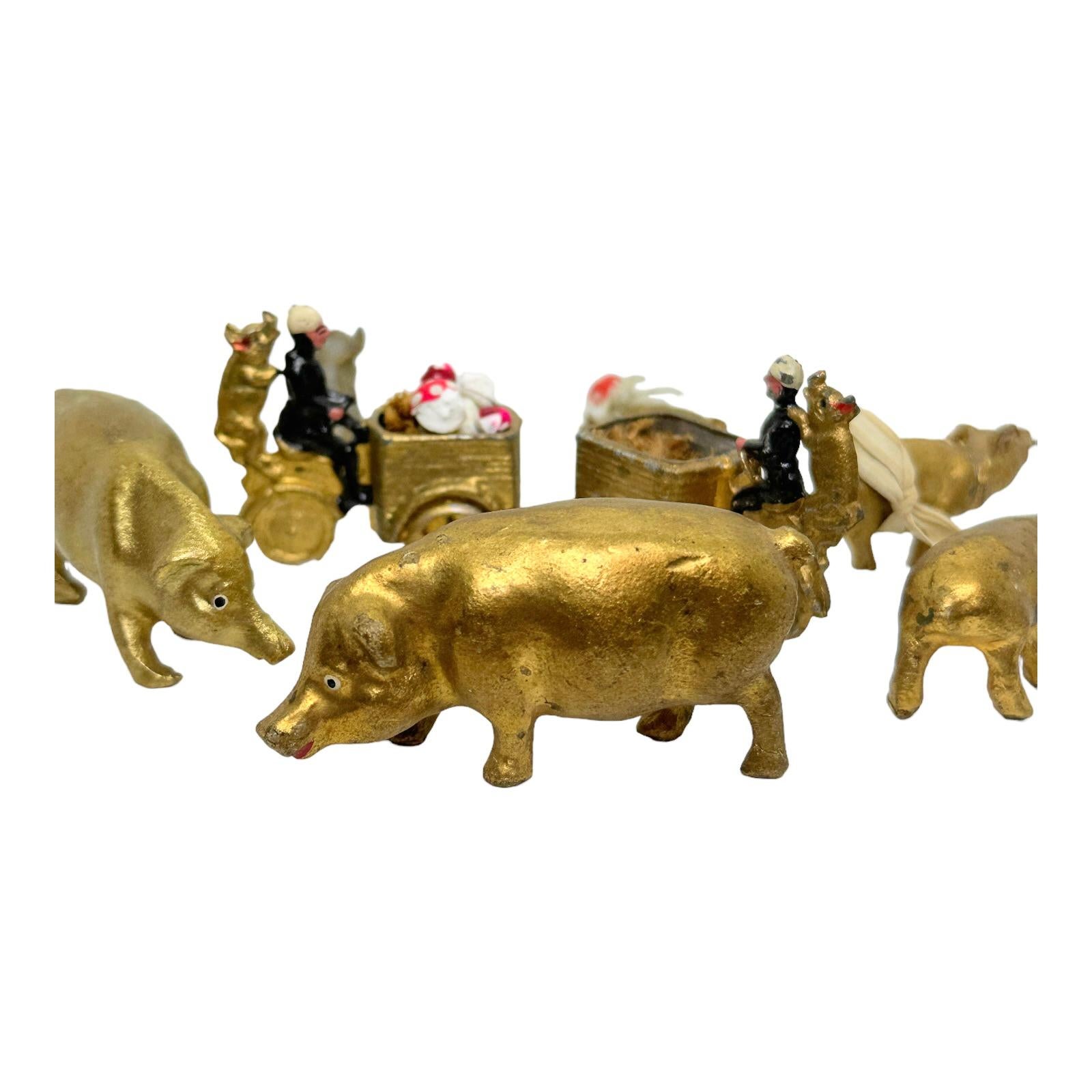 Collection of Pig & Chimney Sweep Lucky Charm Figurines, Antique Austria, 1900s 6