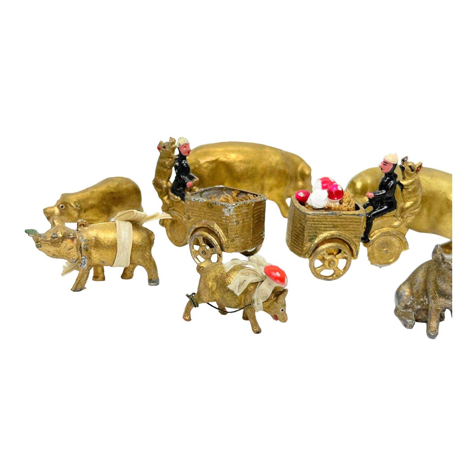 Collection of Pig & Chimney Sweep Lucky Charm Figurines, Antique Austria, 1900s 8