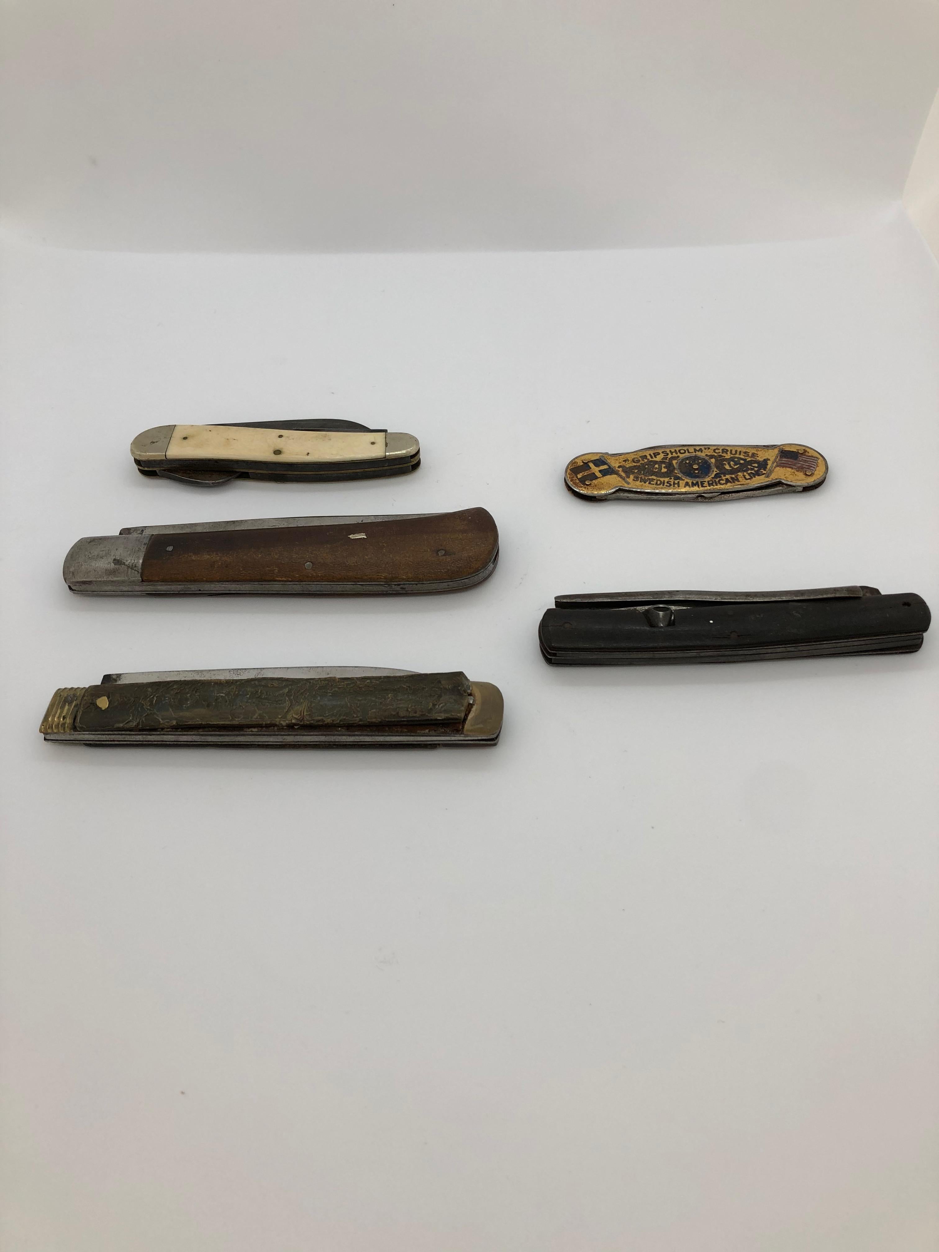 A collection of five pocket knives, 18th and 19th century.