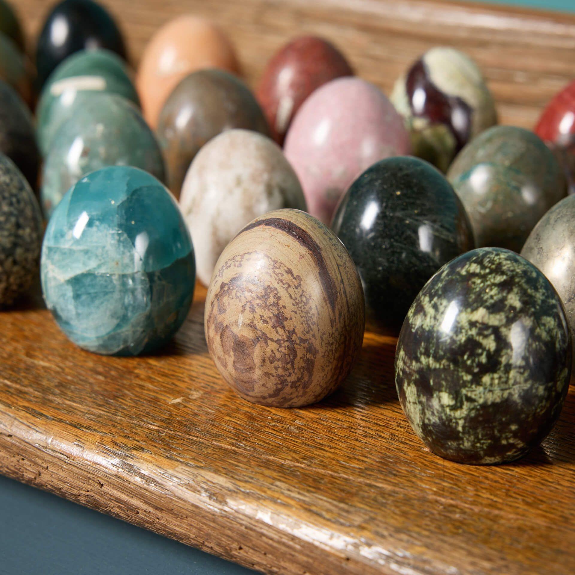 18th Century and Earlier Collection of Polished Hardstone Mineral Eggs For Sale
