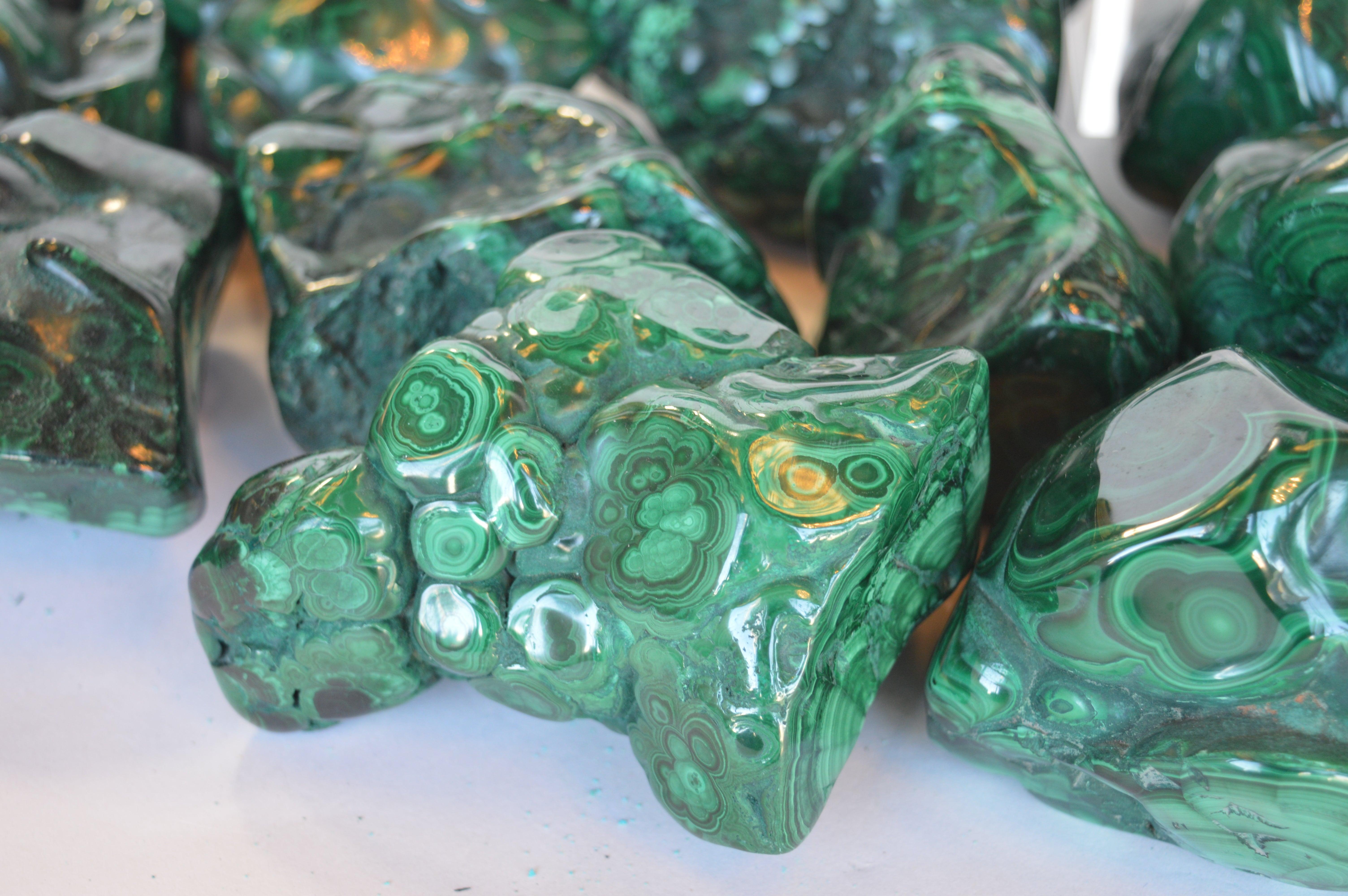 Collection of Polished Malachite Stones For Sale 3