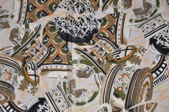 "Collection Of Pottery" With Black Borders Silk Scarf