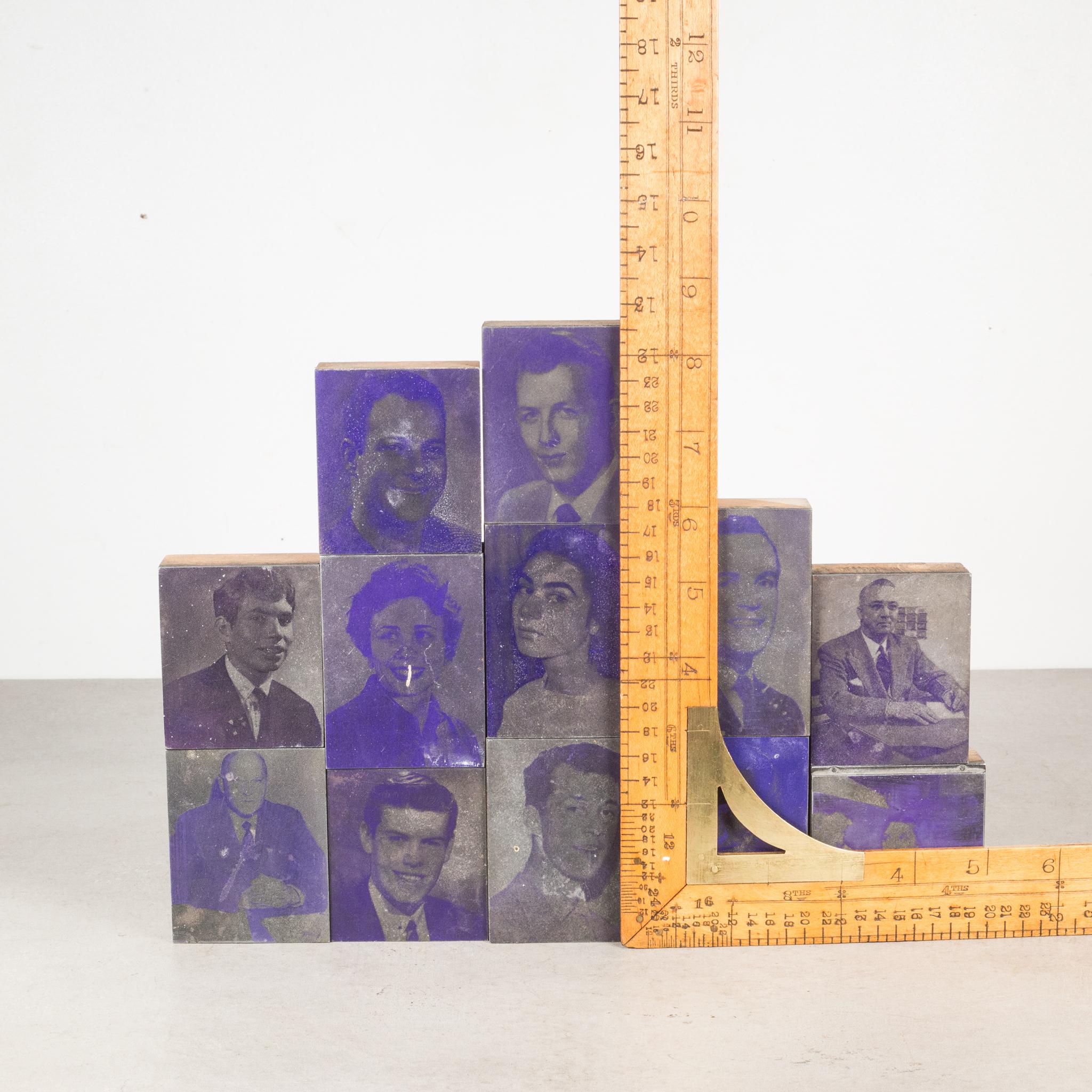 Collection of Purple Typeset Portrait Print Blocks c.1960-Two Sets Available 2