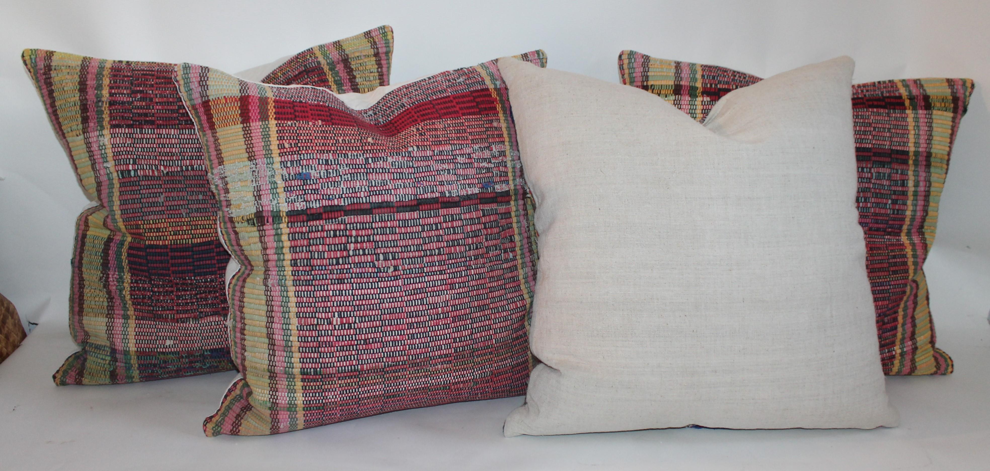 20th Century Collection of Rag Rug Pillows, Four