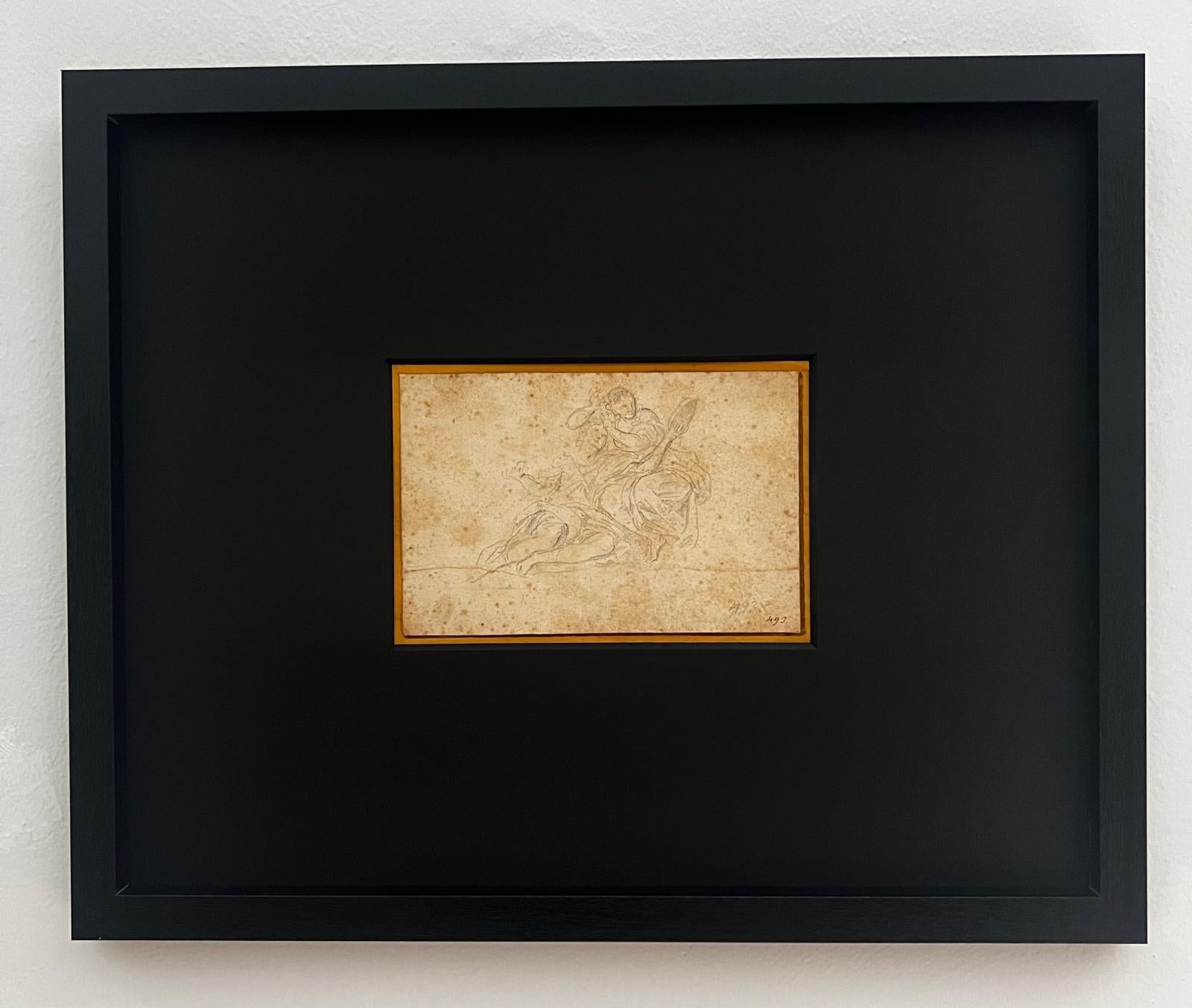 Un groupe rare et fascinant de trois dessins, magnifiquement présentés ensemble dans des cadres modernes avec verre anti-UV et entourés de montages en carton noir de haute qualité. Cet ensemble unique couvre des siècles de tradition artistique et