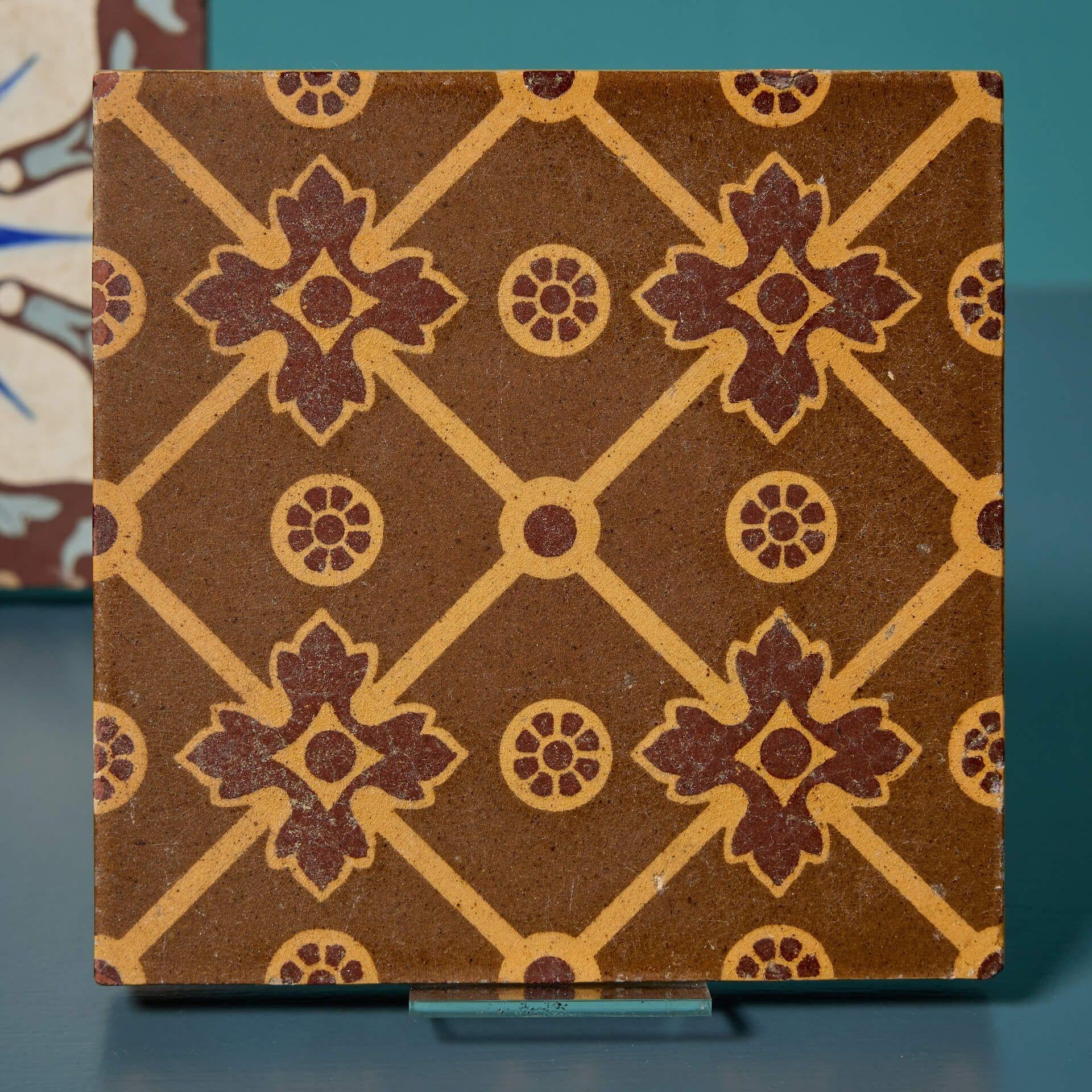 Collection of Reclaimed Encaustic Tiles In Fair Condition In Wormelow, Herefordshire