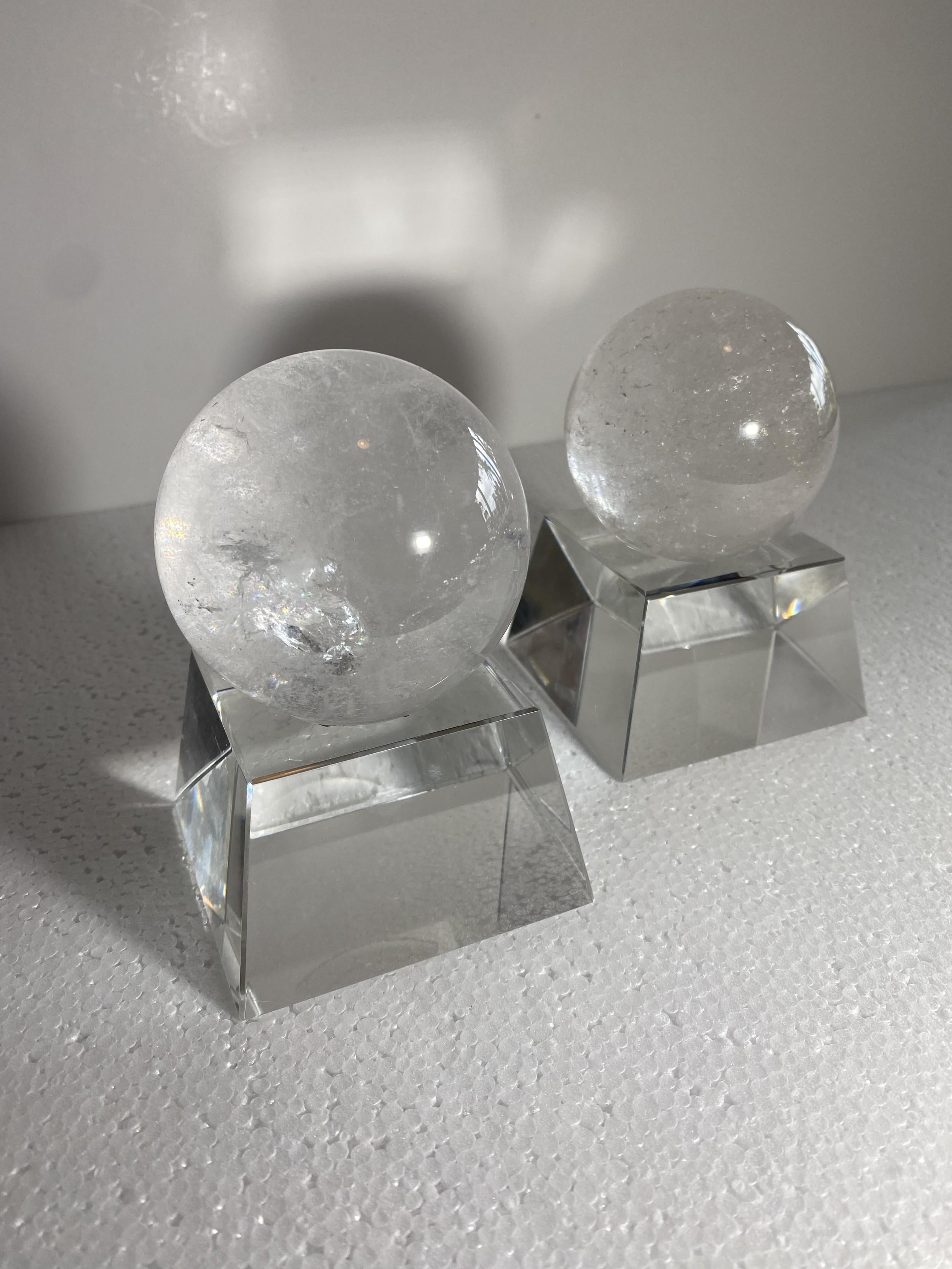 Modern Collection of  Rock Crystal Spheres For Sale