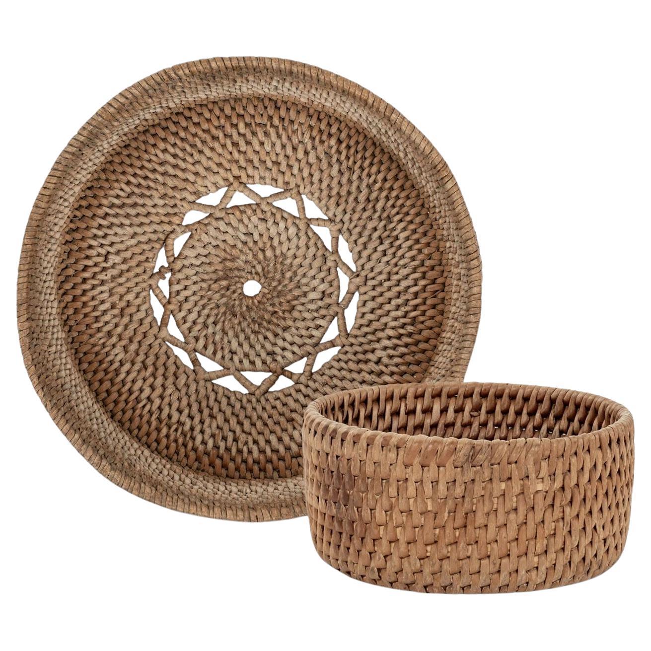 Collection of Round Finely Woven-Birch Swedish Cheese Baskets For Sale