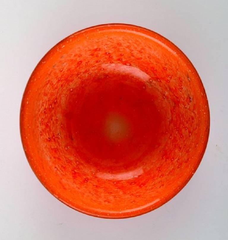 Scandinavian Modern Collection of Scandinavian Orange Art Glass Vases and Bowls, Holmegaard and More