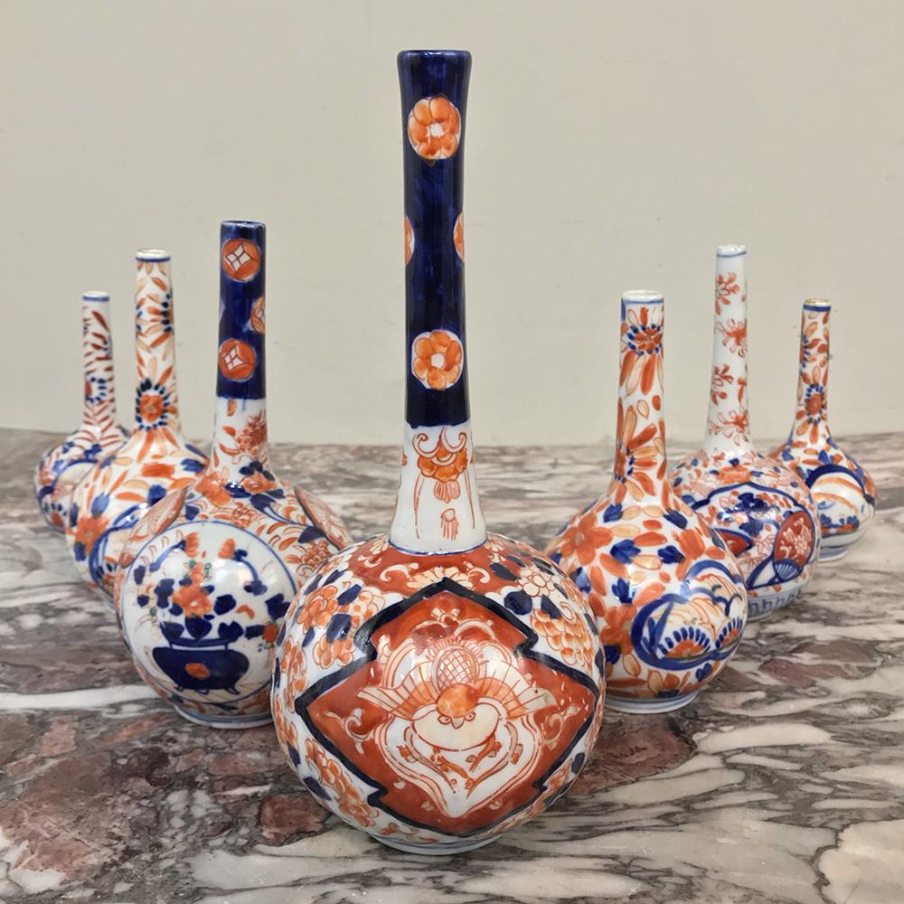 Collection of Seven 19th Century Imari Bud Vases In Good Condition In Dallas, TX