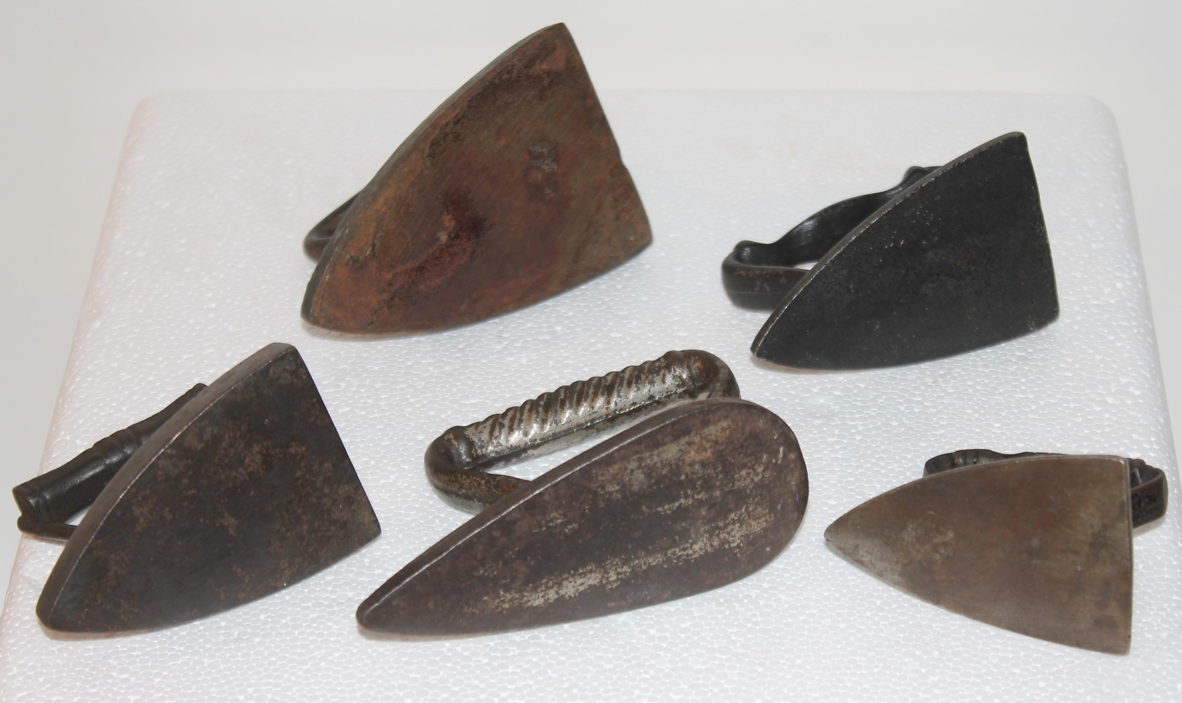 Machine-Made Collection of Seven 19thc Miniature Irons For Sale