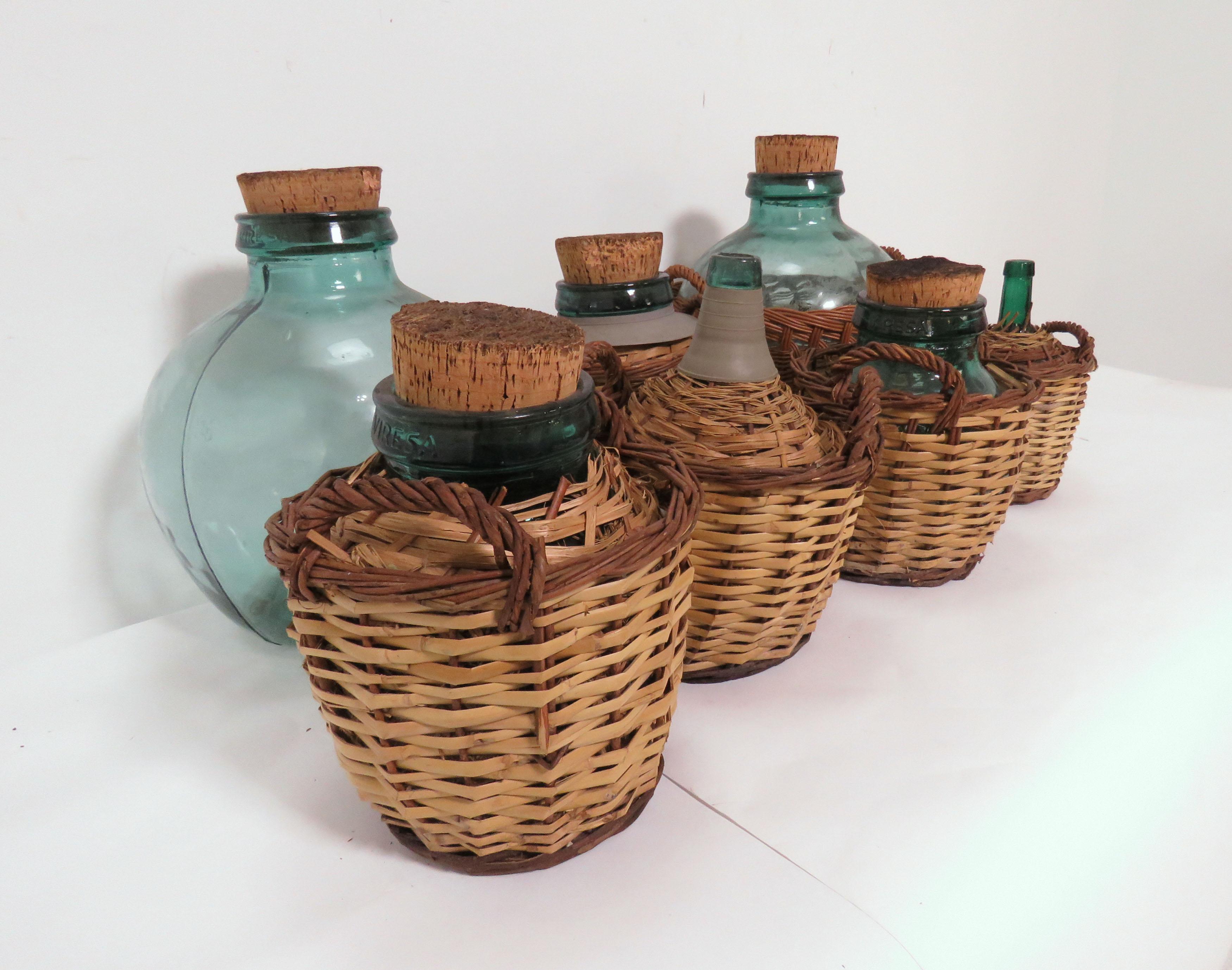 Collection of Seven Antique French Demijohn Carboy Bottles, circa 1930s-1940s 6