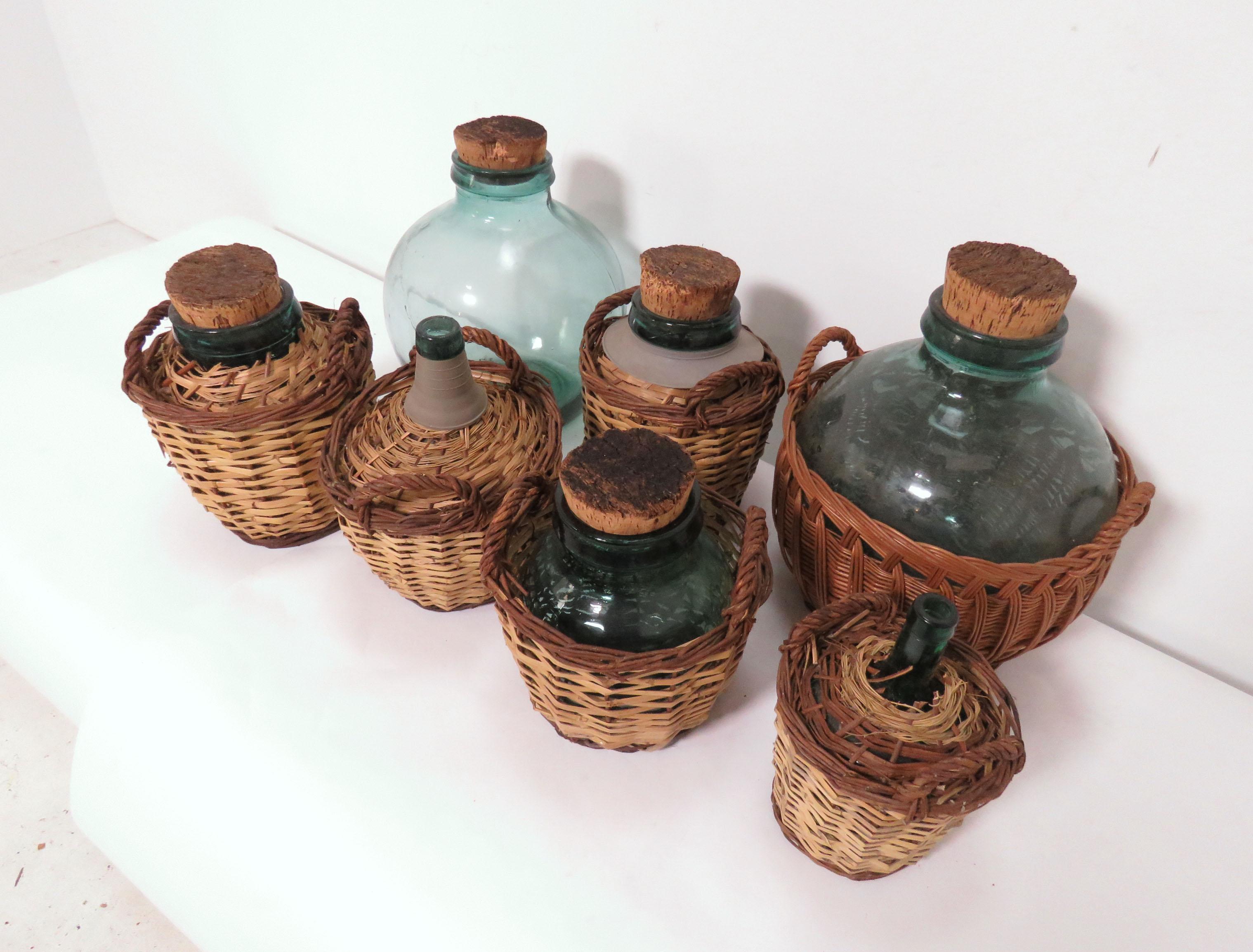 Collection of Seven Antique French Demijohn Carboy Bottles, circa 1930s-1940s 7